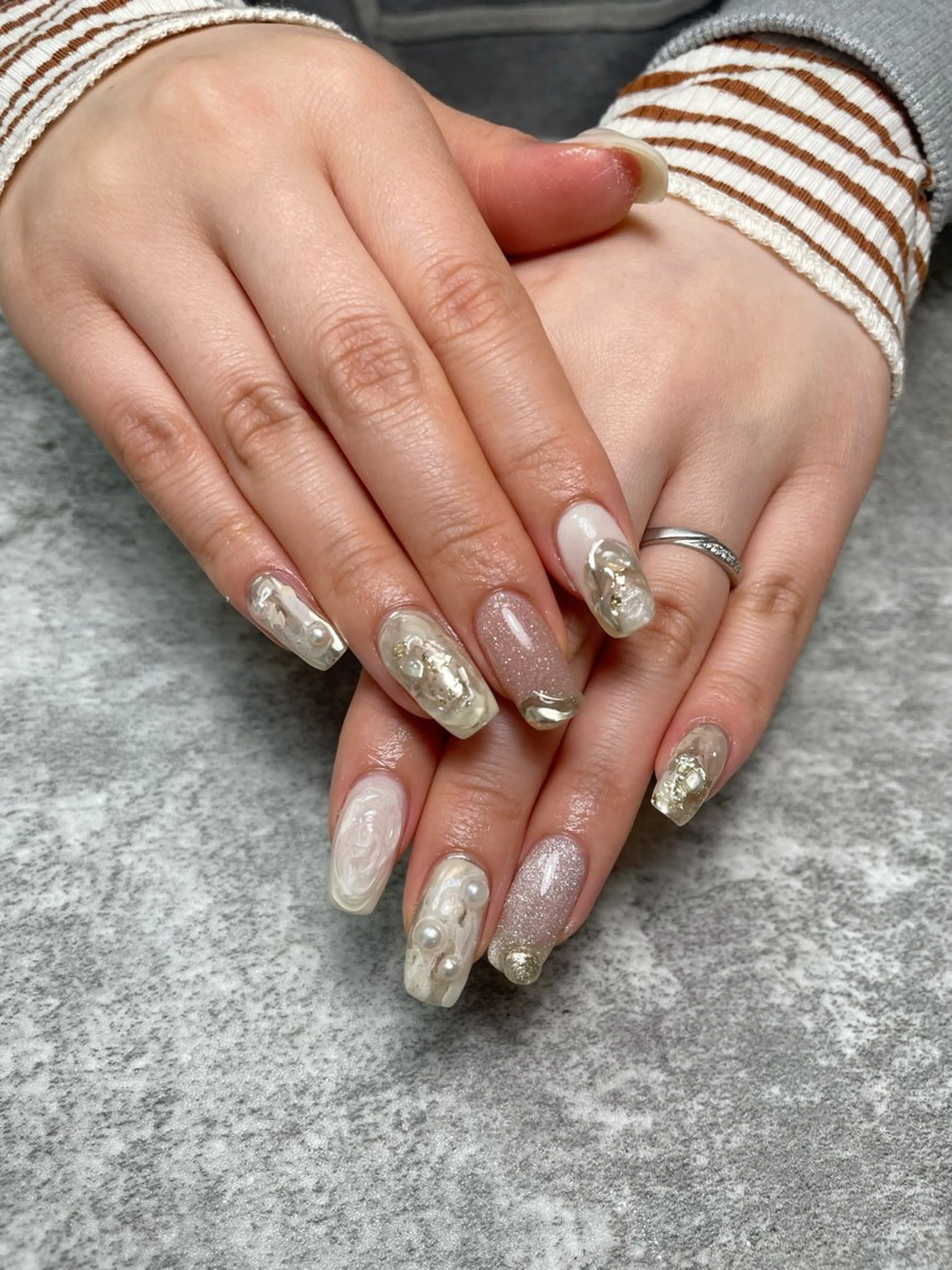 ネイル アートネイル 持ち込み ニュアンスネイル RISA joie nailのネイルデザイン