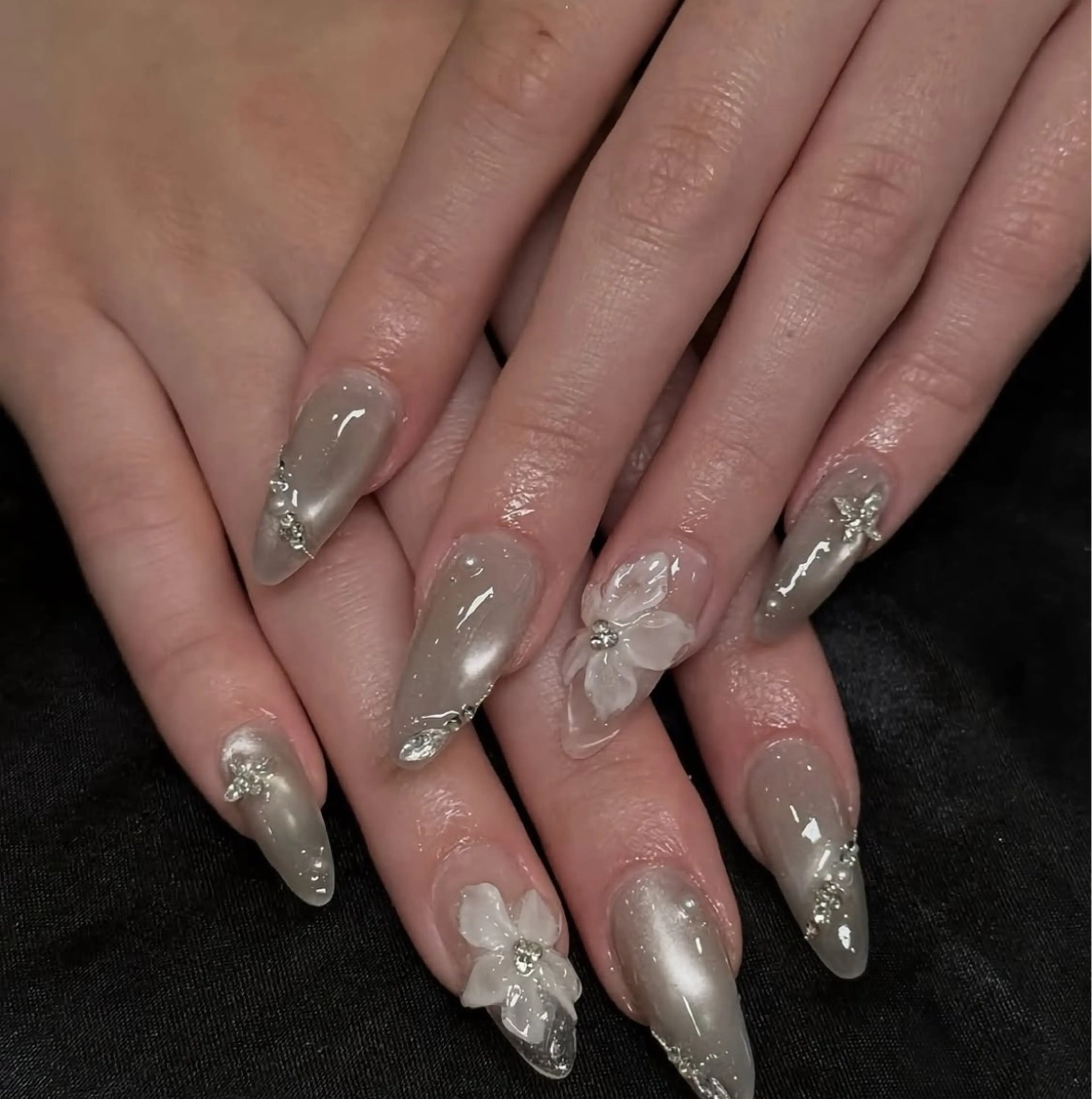 ネイル アートネイル ジェルネイル キラキラネイル ミラーネイル ピンク ハンドネイル Ryunail所属・Ryu Nail Shinokuboのネイルデザイン