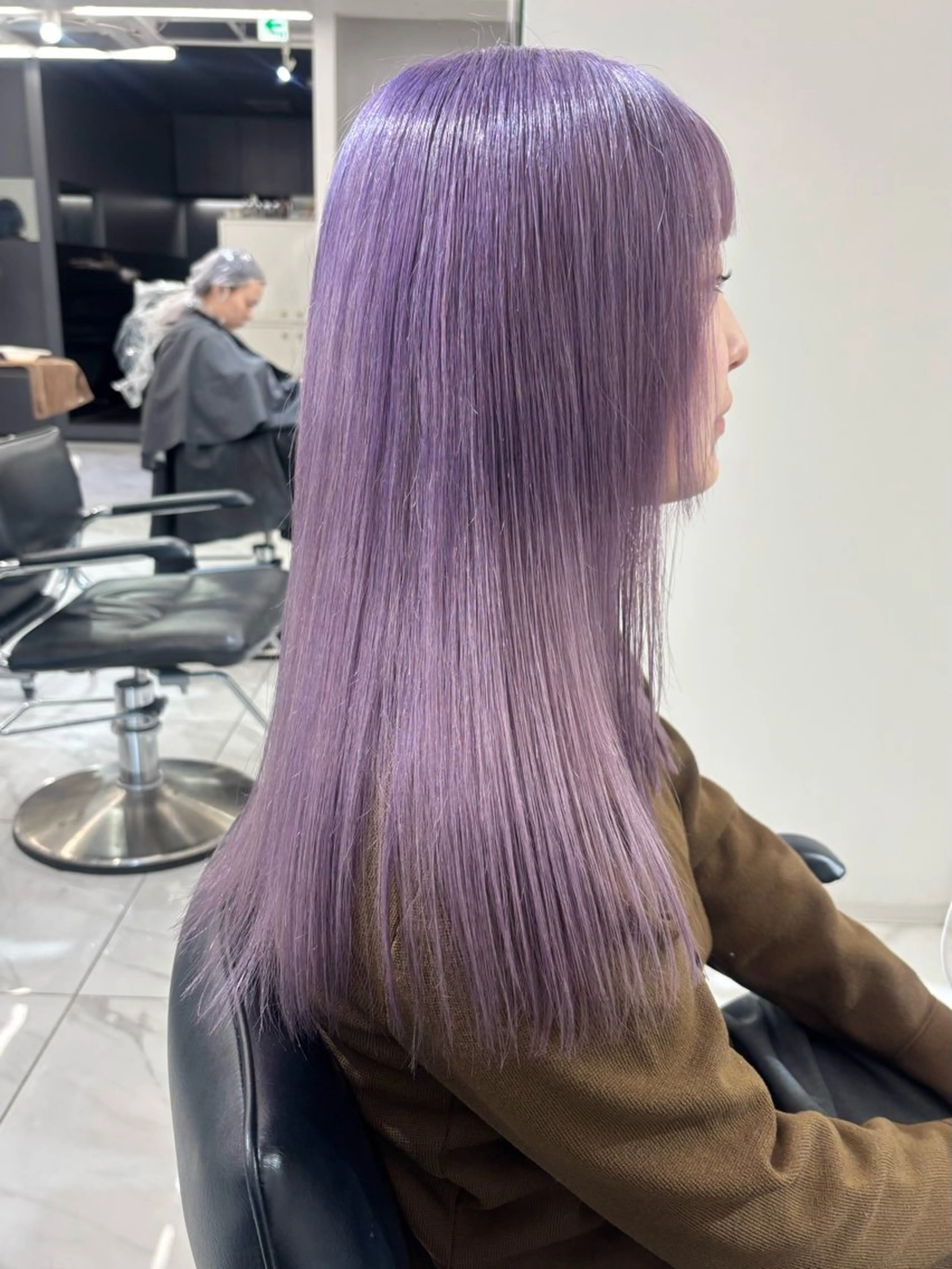 セミロング カラー ブリーチ ケアブリーチ 透明感カラー ラベンダーカラー カット ヘアカラー トリートメント 大人韓国ヘア 渋谷/Satsukiのヘアスタイル