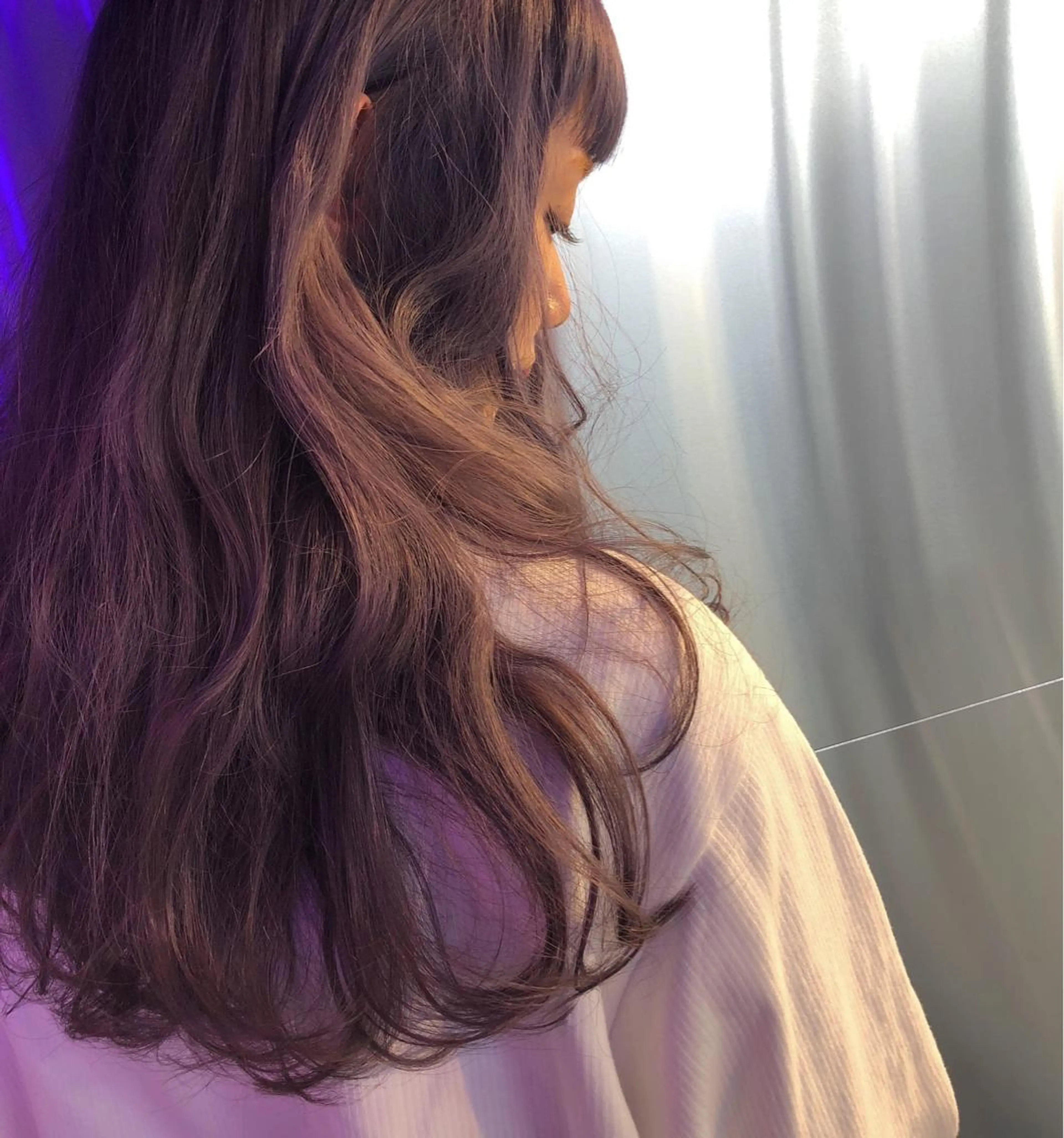 ロング カラー バイオレットカラー ニシオカ タクヤのヘアスタイル
