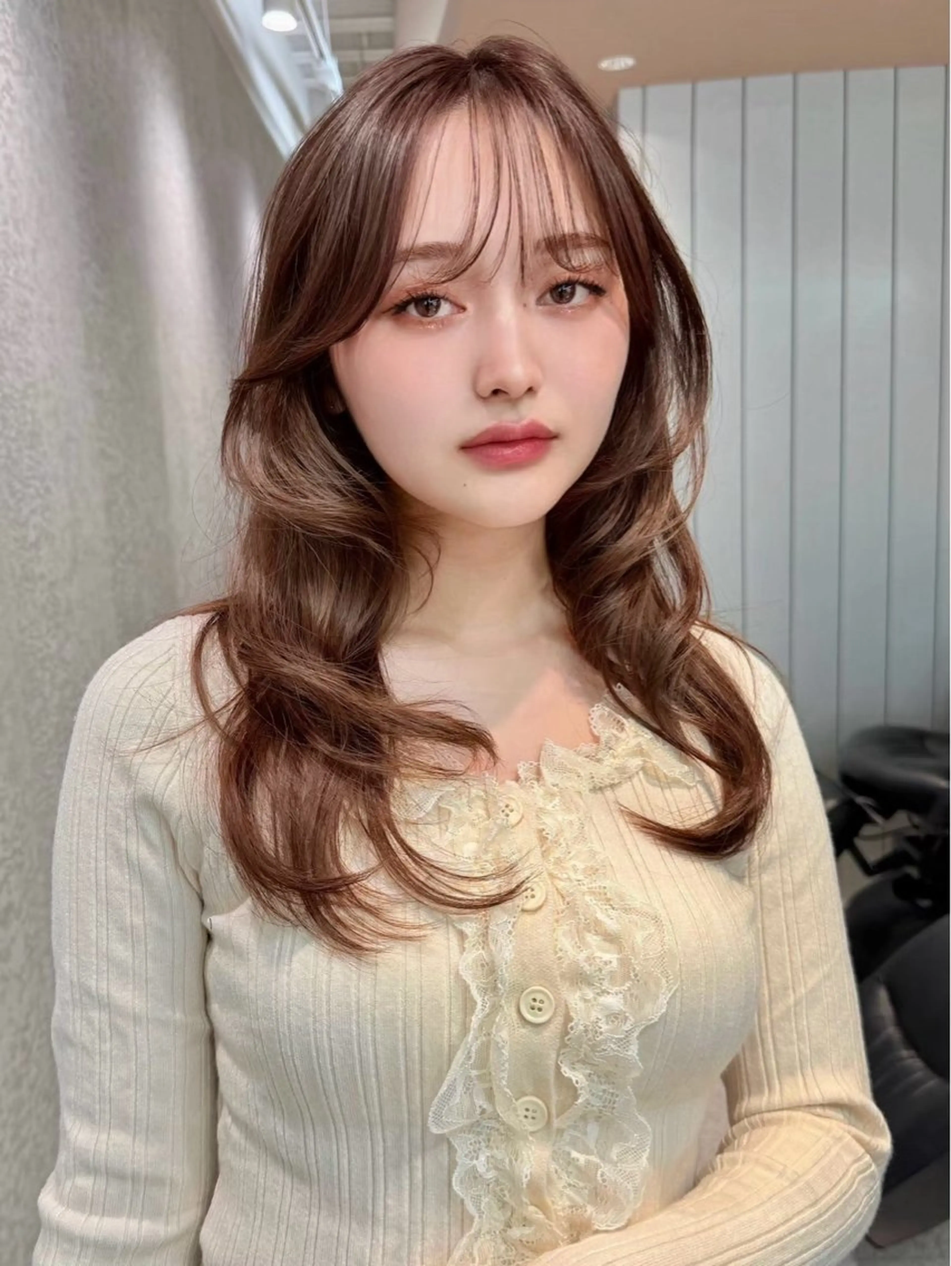 ロング カラー ブリーチ ダブルカラー ブリーチなしカラー カット ヘアカラー トリートメント 大宮韓国風レイヤー 吉田こうすけのヘアスタイル