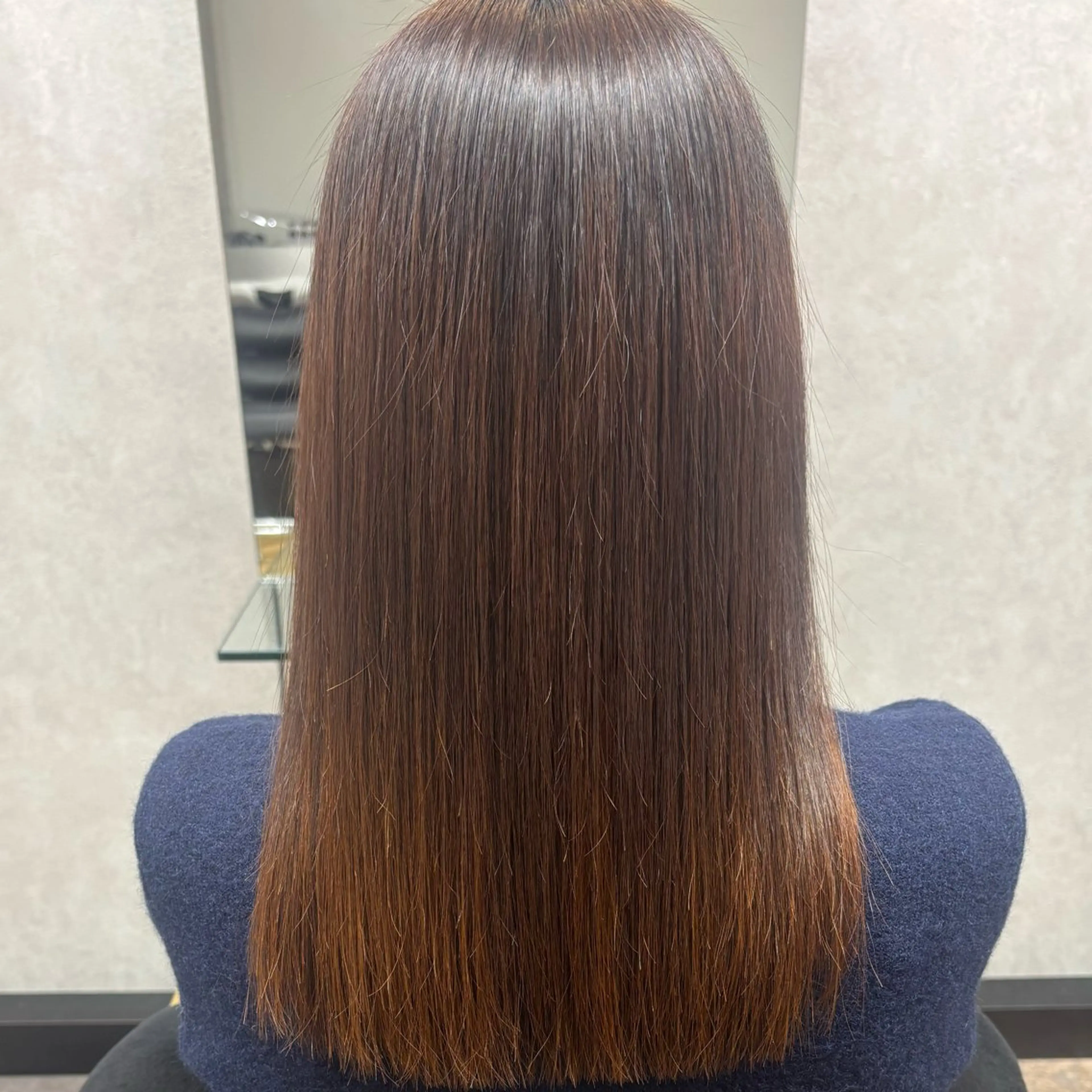 セミロング カット 縮毛矯正 トリートメント 髪質改善ストレート /暖色カラー🎀🪞のヘアスタイル