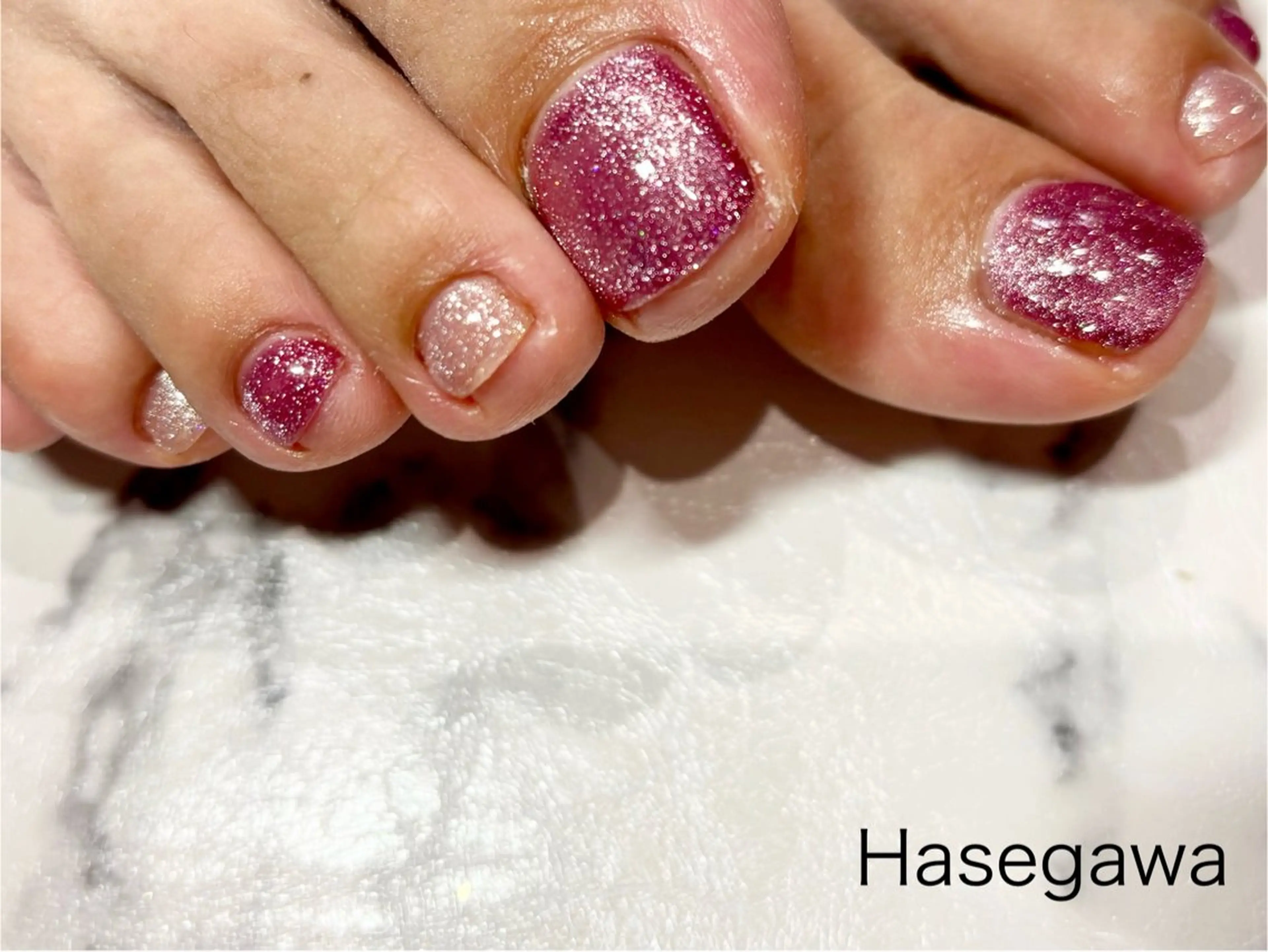 ネイル フラッシュネイル フラッシュマグ ピンク DROP所属・DROP 長谷川のネイルデザイン