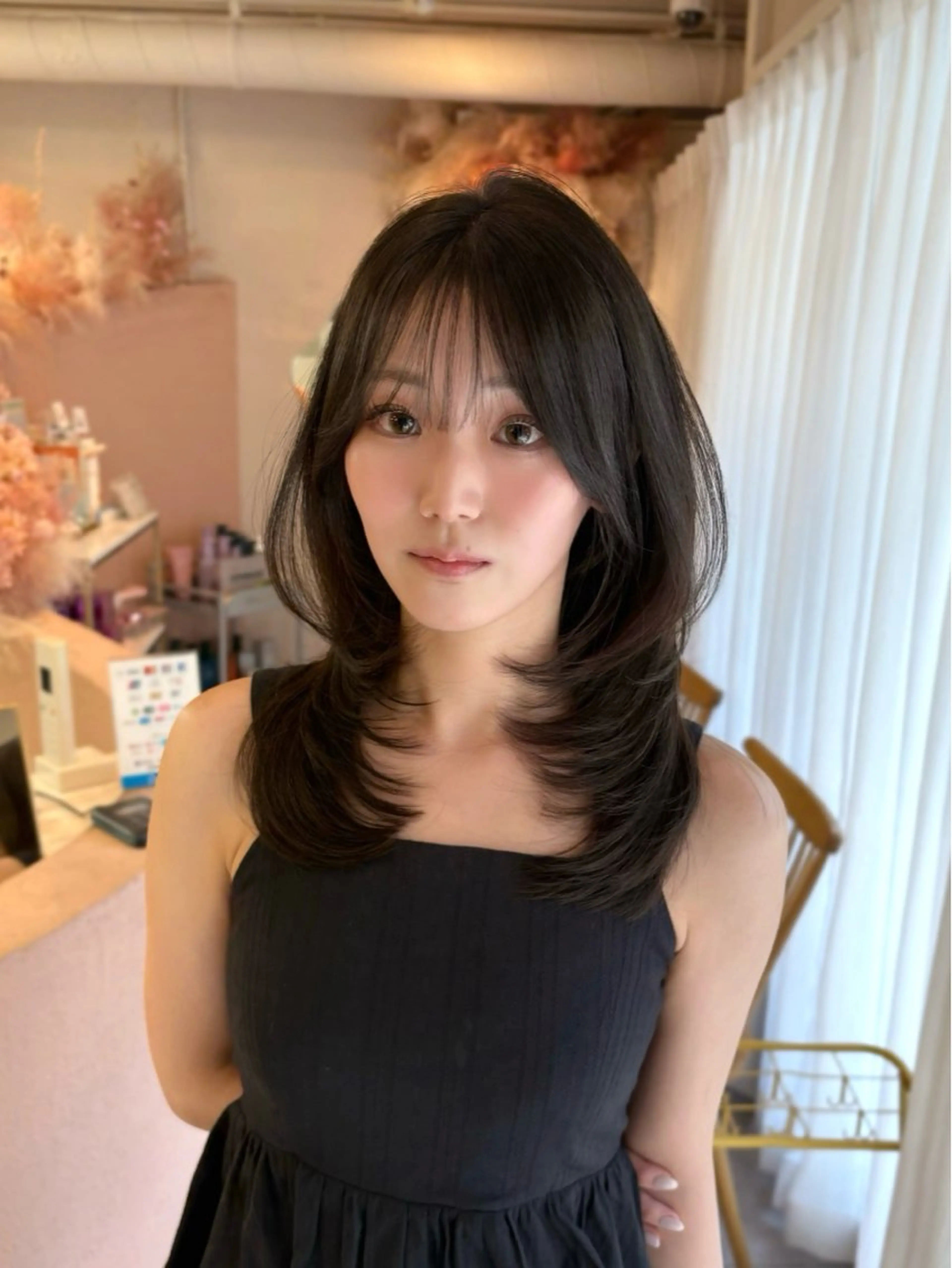 セミロング カラー カット ヘアカラー トリートメント 本格韓国ヘア🇰🇷 【uni】キューさんのヘアスタイル