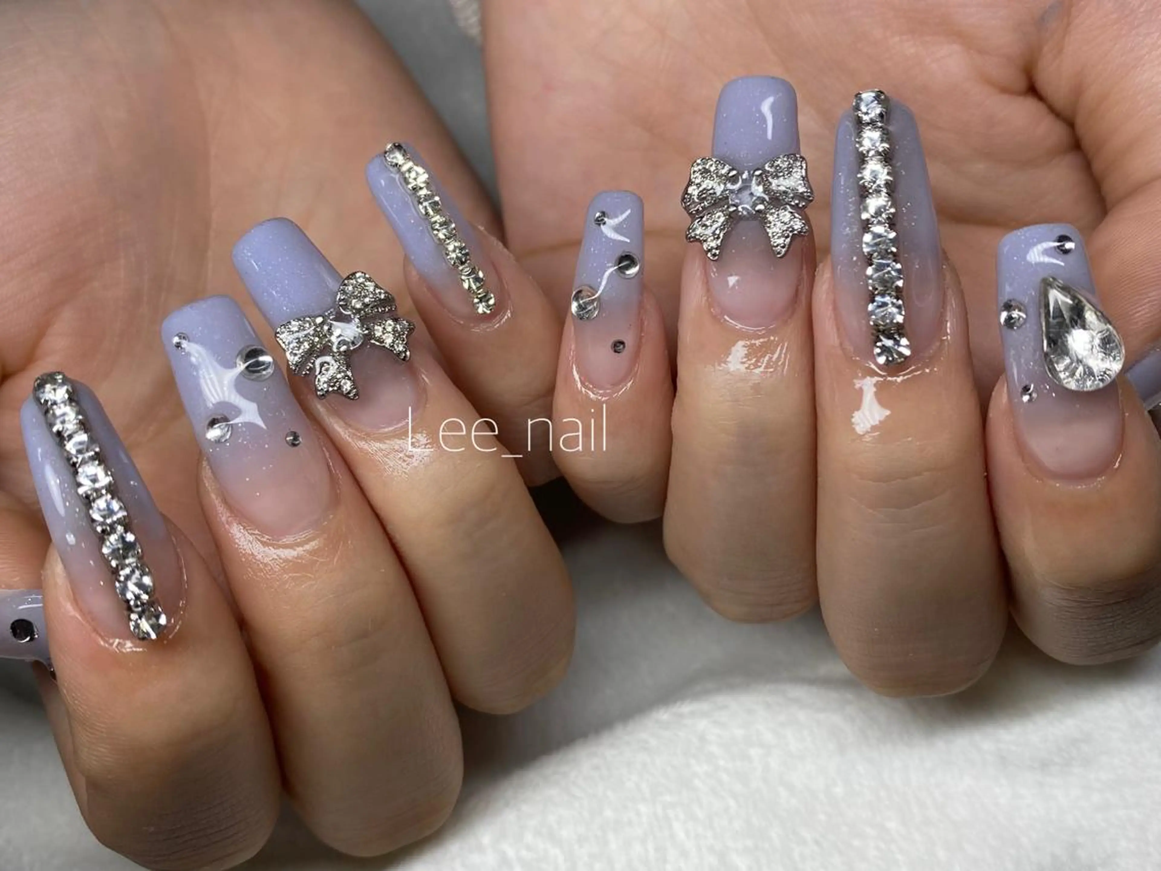 ネイル パープル スカルプネイル ワンホンネイル ハンドネイル Lee_ nailのネイルデザイン