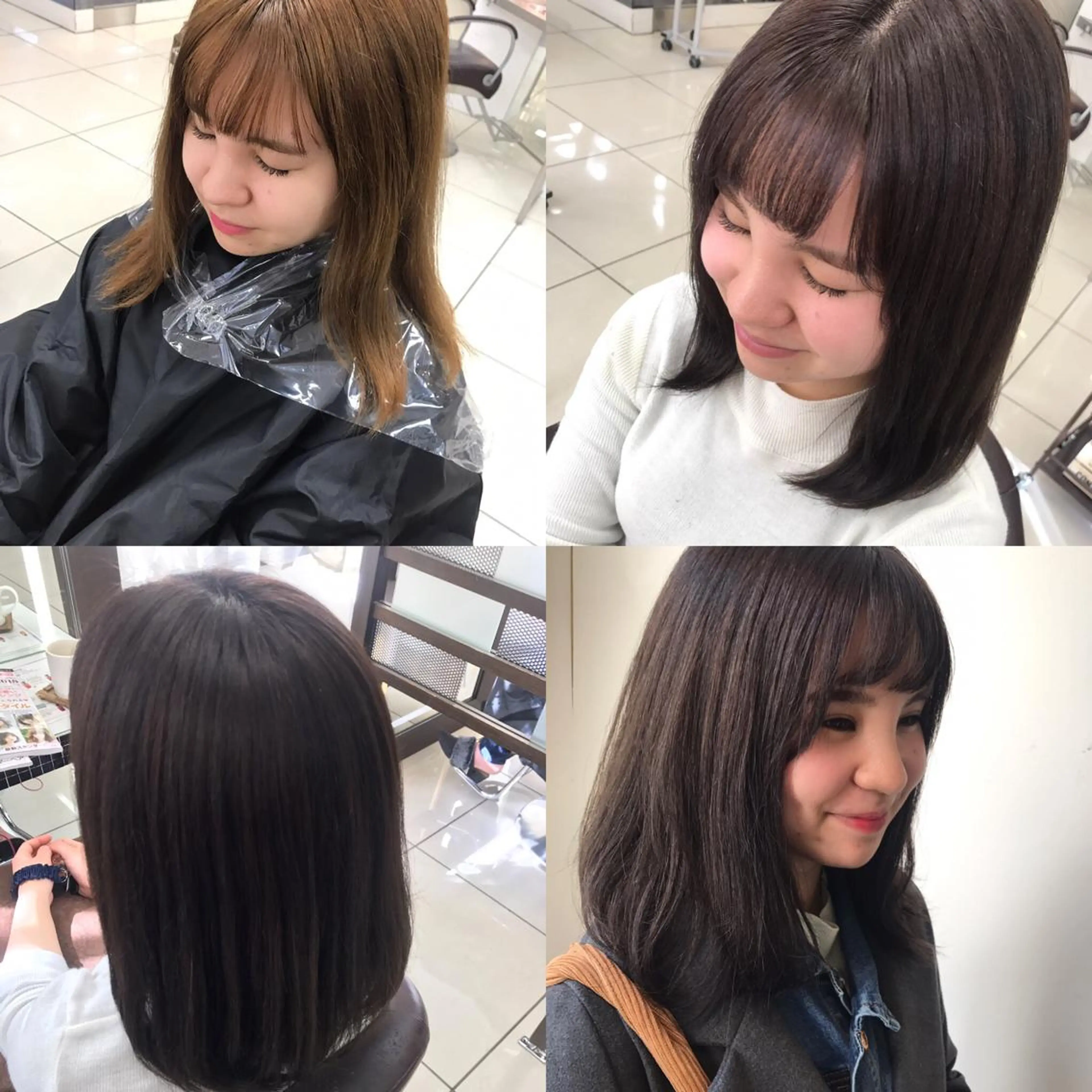 ミディアム カット ヘアカラー トリートメント ママ美容師まつげ 🤍まき🤍のヘアスタイル