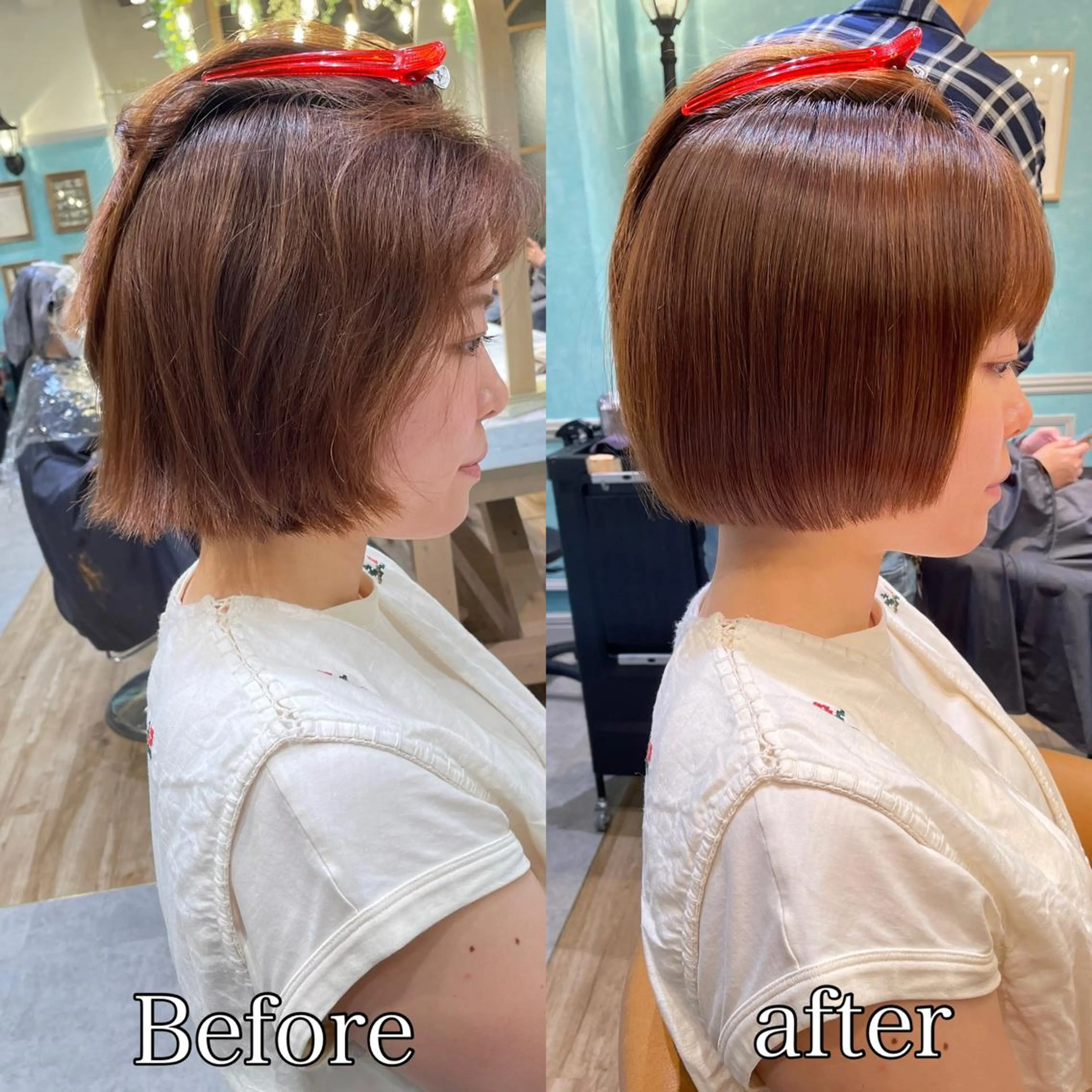 ショート カット ヘアカラー 縮毛矯正 トリートメント 山本翔一郎 韓国顔周りレイヤーのヘアスタイル