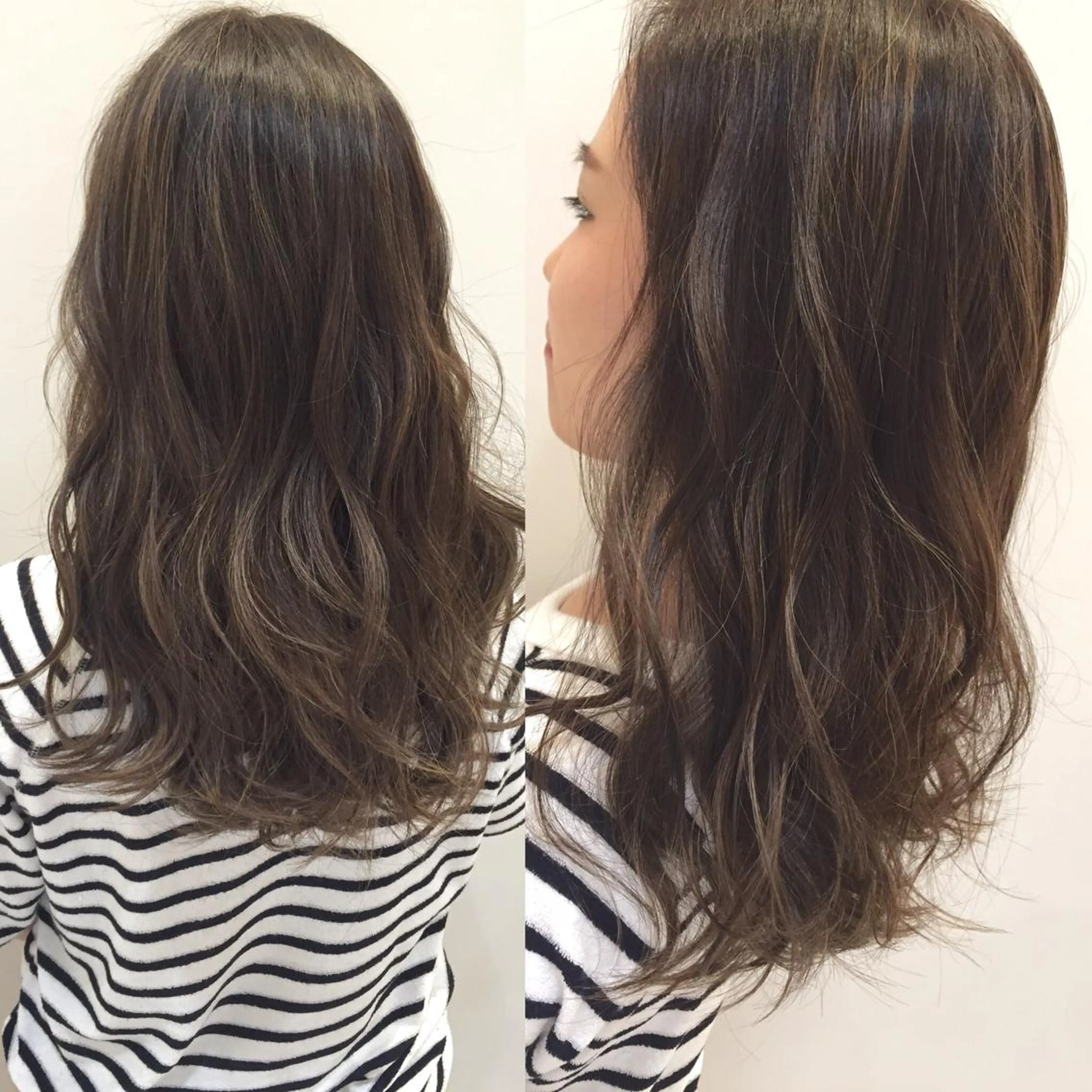 ミディアム セミロング パーマ アッシュ ハイライト ラフィスヘアードープ所属・[外国人風カラー] 田中健太のヘアスタイル