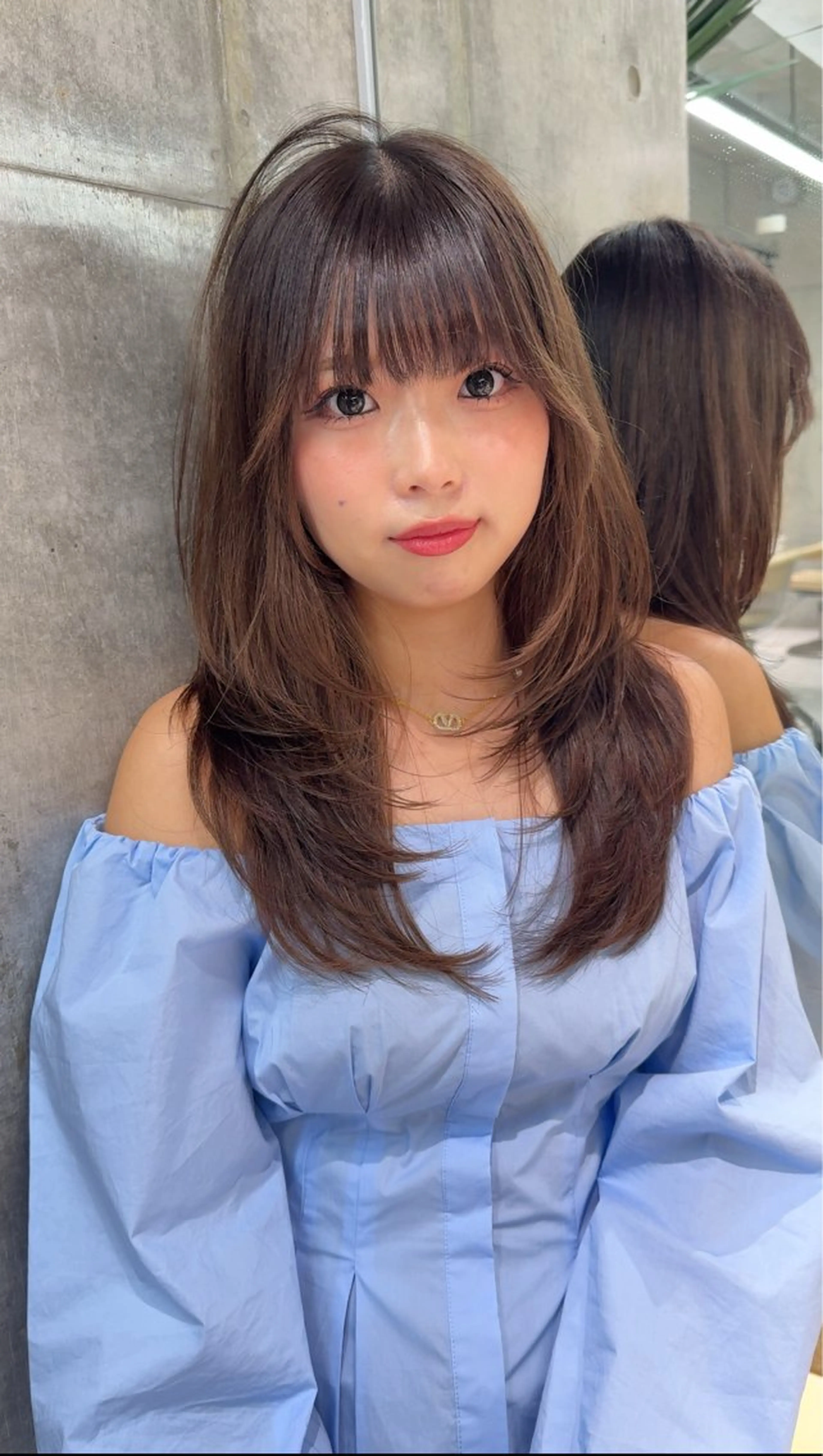 ミディアム カラー カット ヘアカラー トリートメント ヘアセット ケアブリーチ 韓国レイヤーKYONのヘアスタイル