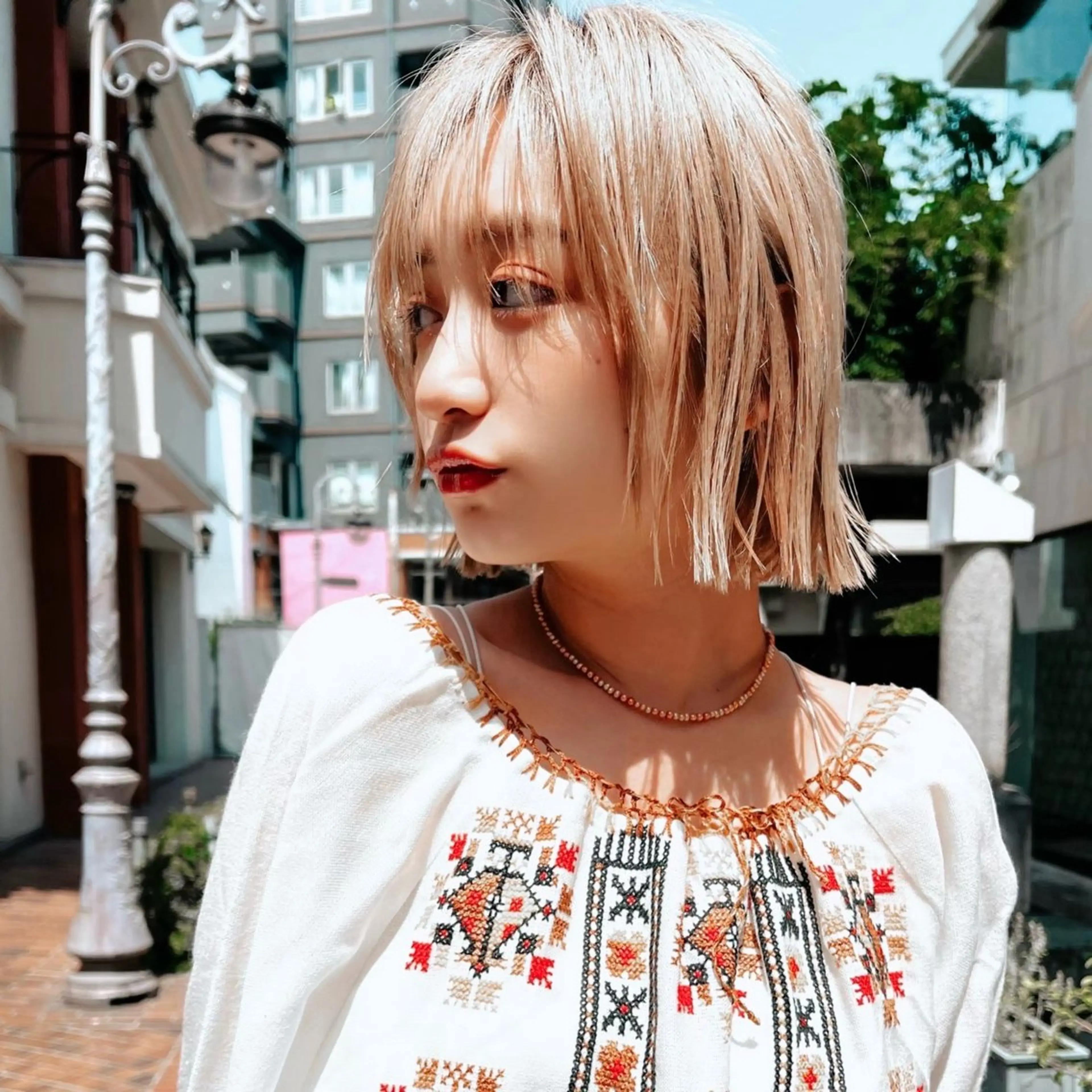 ショート カラー パーマ ヘアアレンジ ヘアカラー トリートメント くびれボブ/艶カラー /髪質改善🌷喜美花のヘアスタイル
