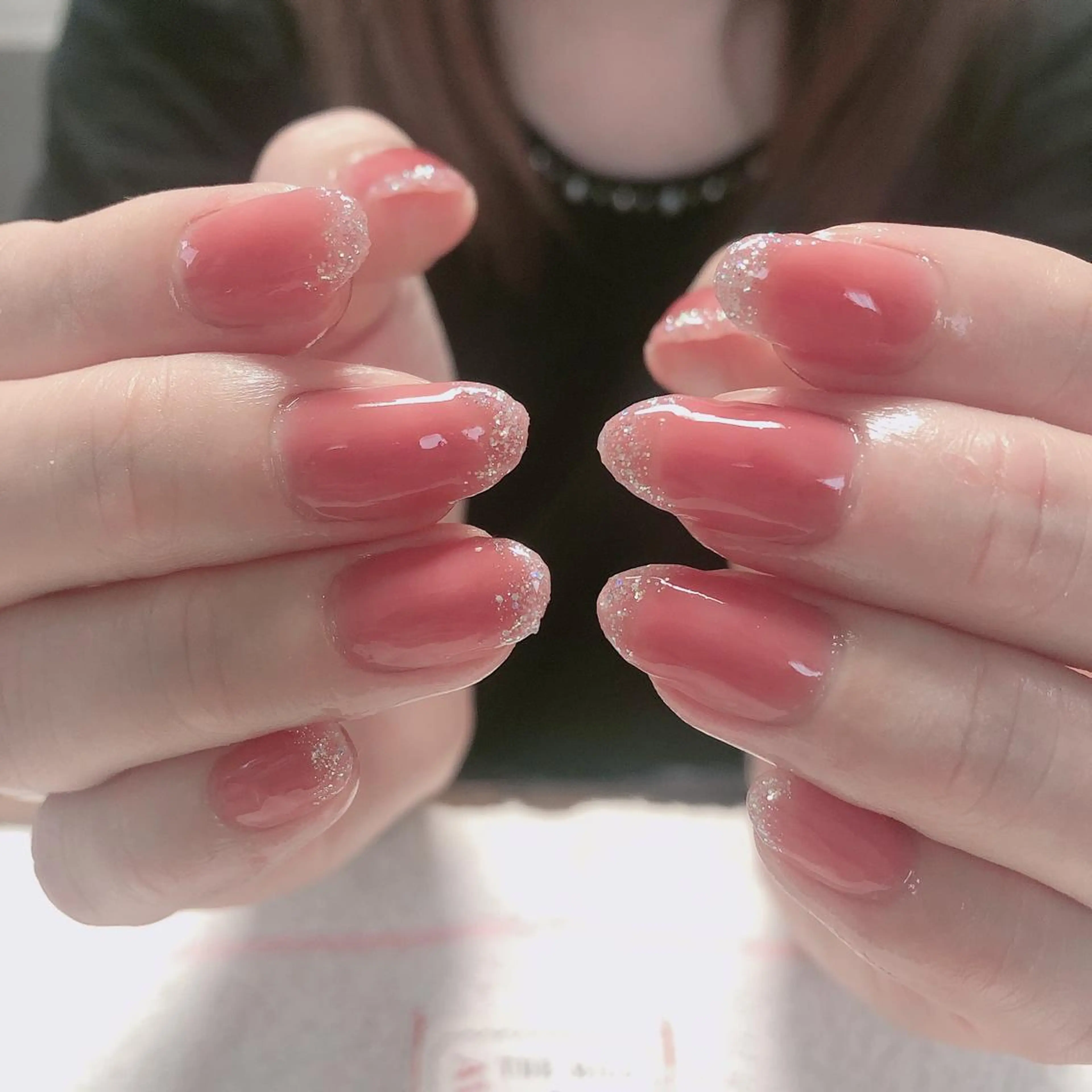 ネイル フレンチネイル ラメ(グリッター) ピンク 結城 怜菜のネイルデザイン