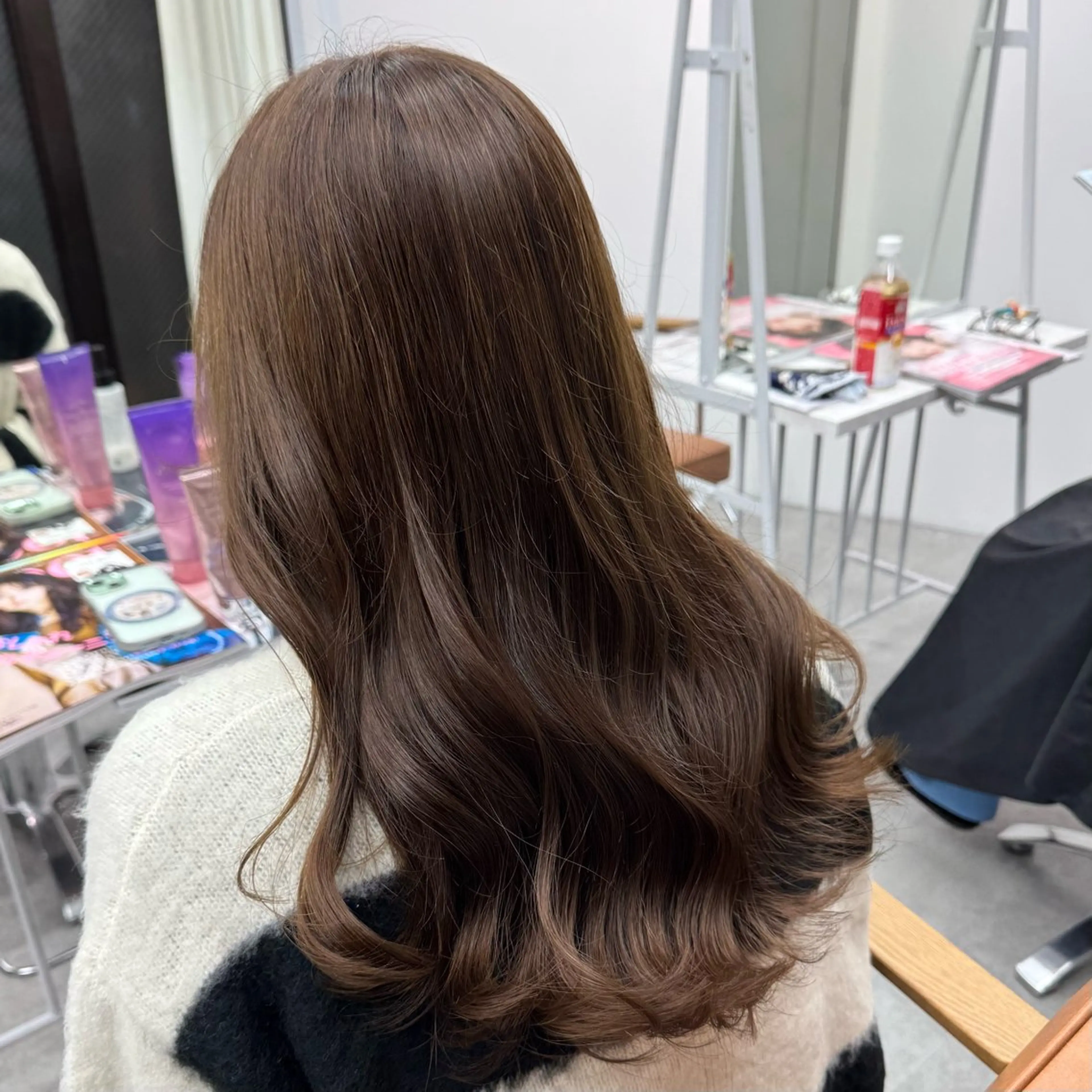 セミロング カラー ヘアアレンジ ヘアカラー ブリーチなしカラー /ベージュ/安形翔のヘアスタイル