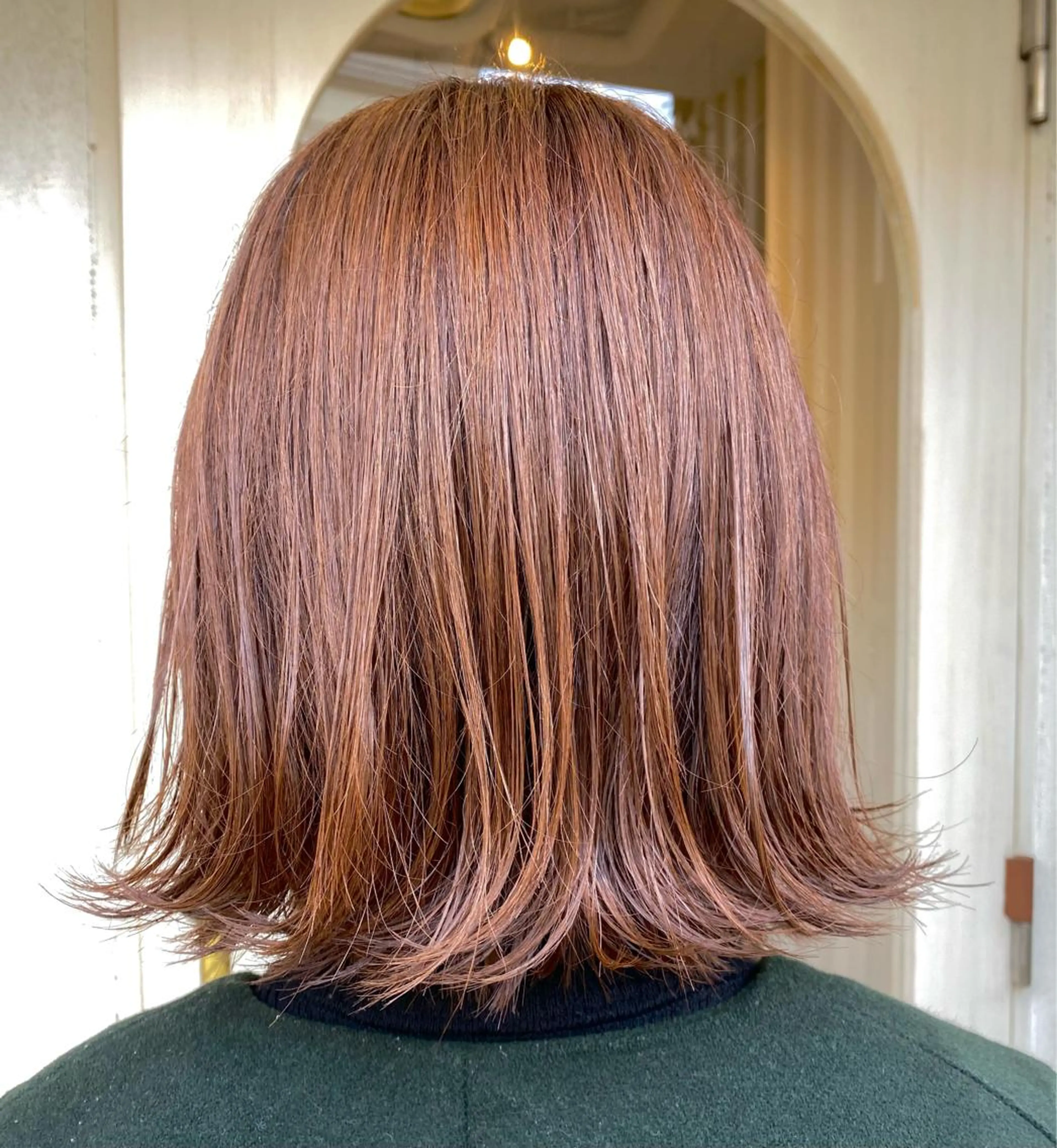 ミディアム カラー オレンジ ヘアカラー よこもり あいのヘアスタイル