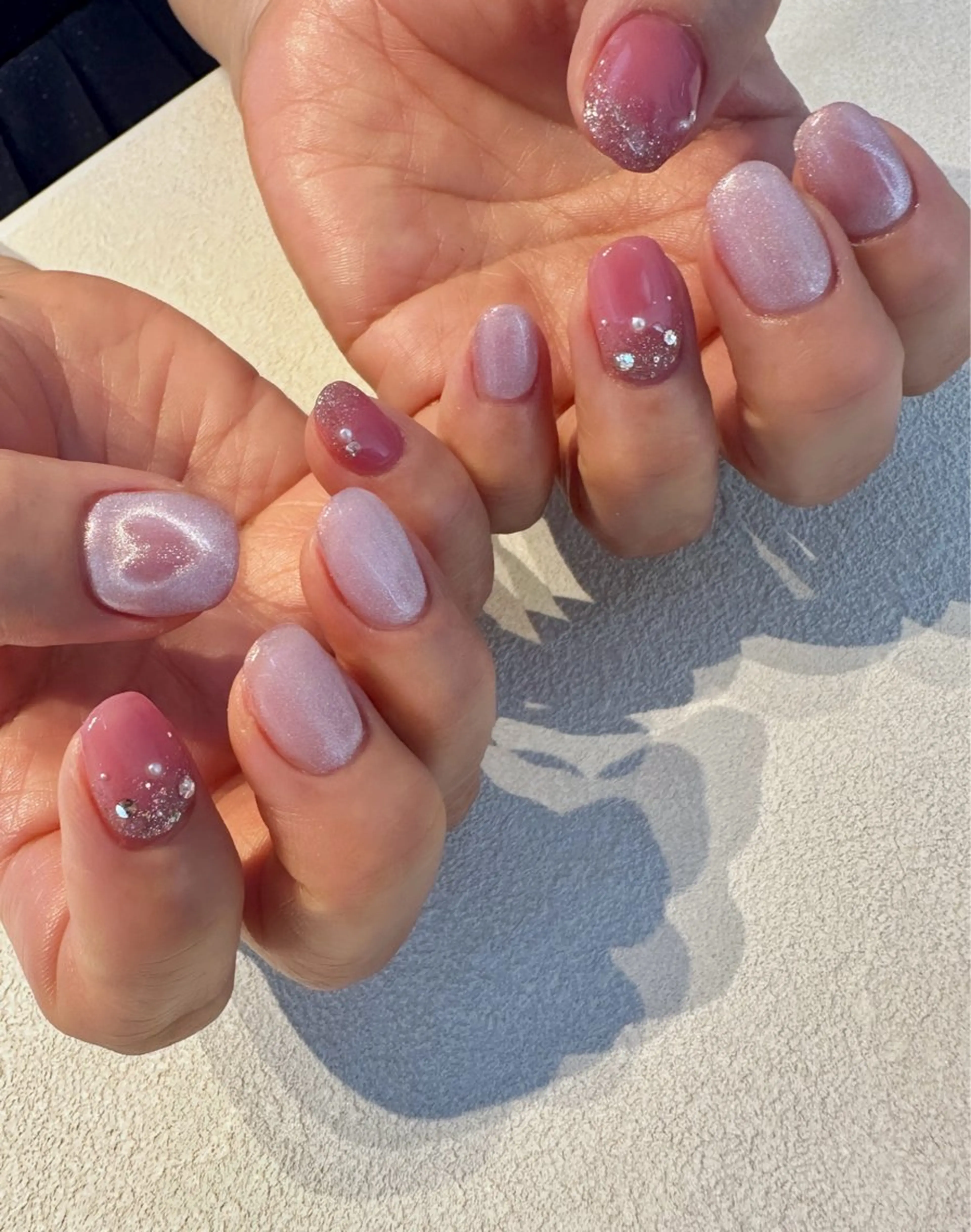 ネイル アートネイル ハート マグネットネイル ワンカラーネイル ハンドネイル Baden Nail ﾊﾞ-ﾃﾞﾝ ﾈｲﾙのネイルデザイン