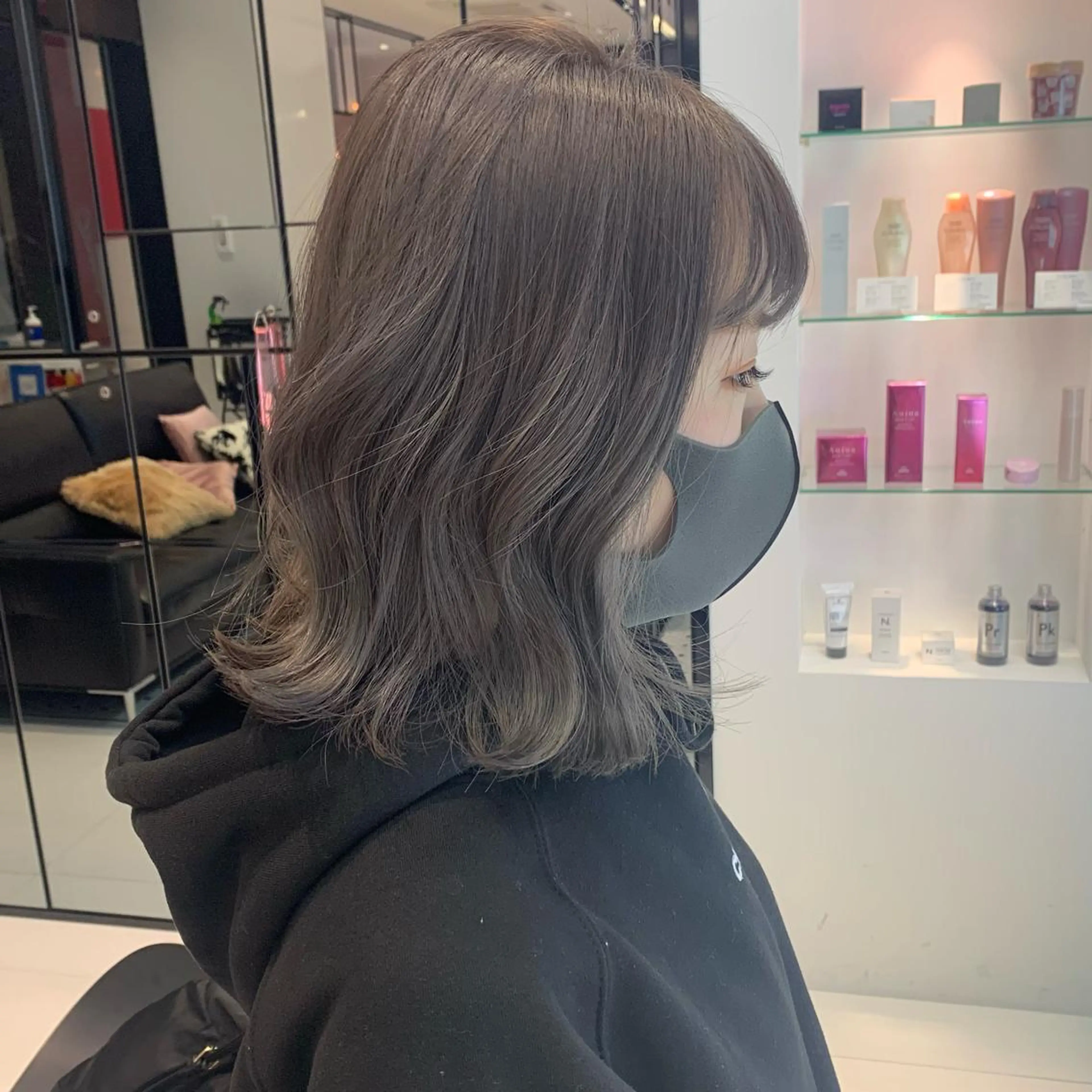 ミディアム カラー グレージュ ハッシュカット/ハイ トーン/MANAMIのヘアスタイル