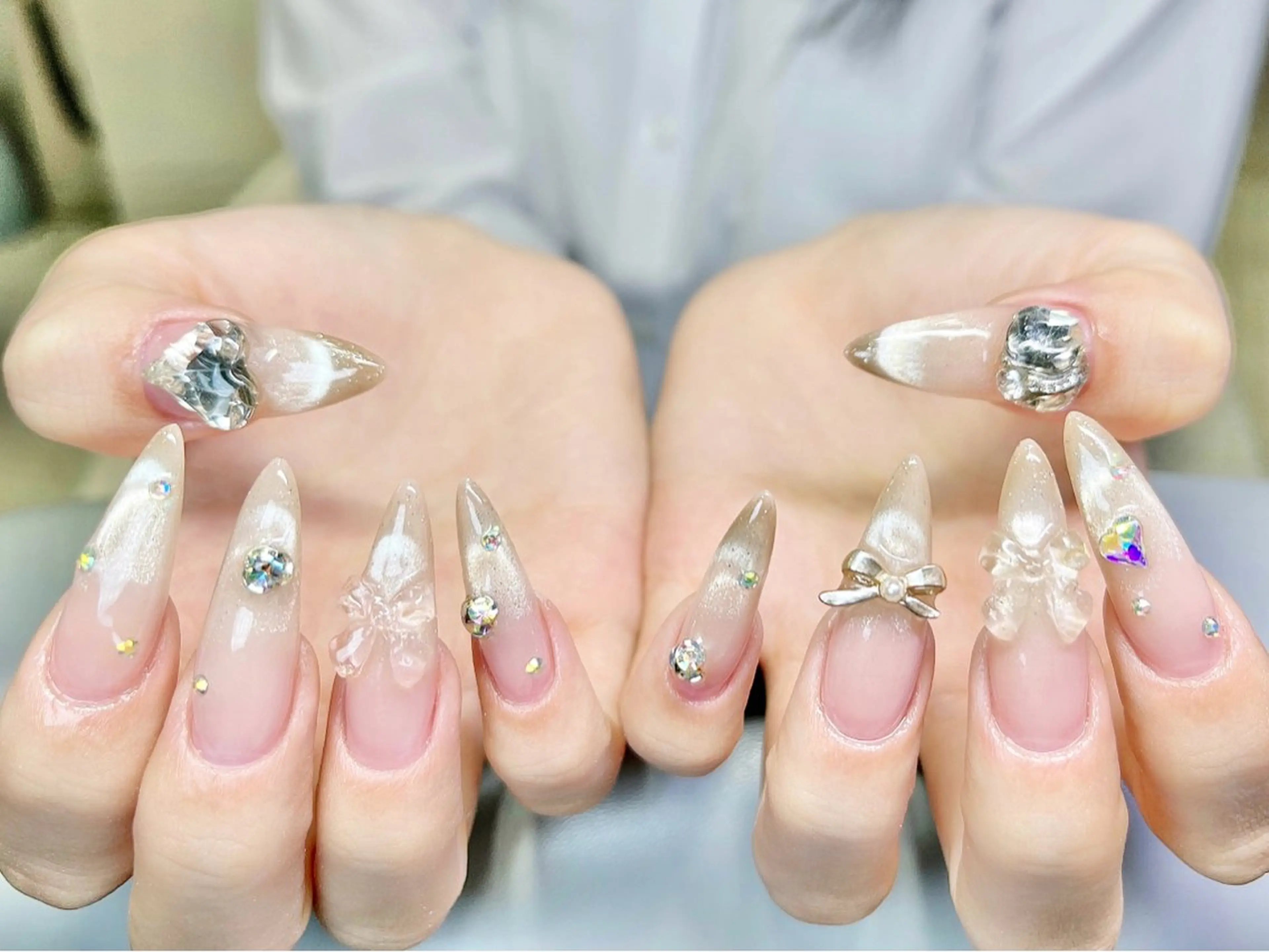 ネイル ロングネイル マグネットネイル ハンドネイル glance nailのネイルデザイン