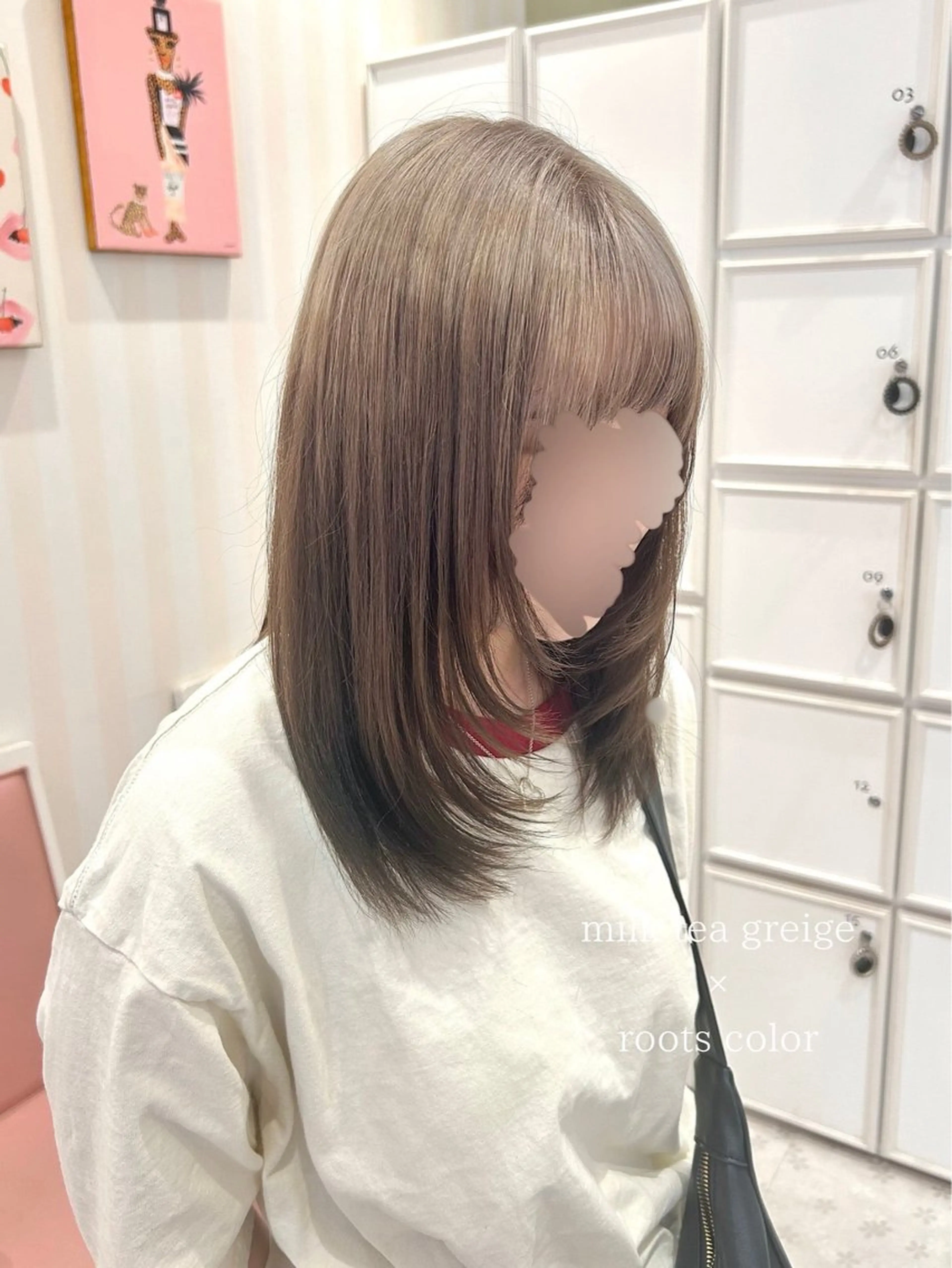 セミロング カラー ヘアカラー 顔周りレイヤー/ウル フ/寒色カラー/りなのヘアスタイル