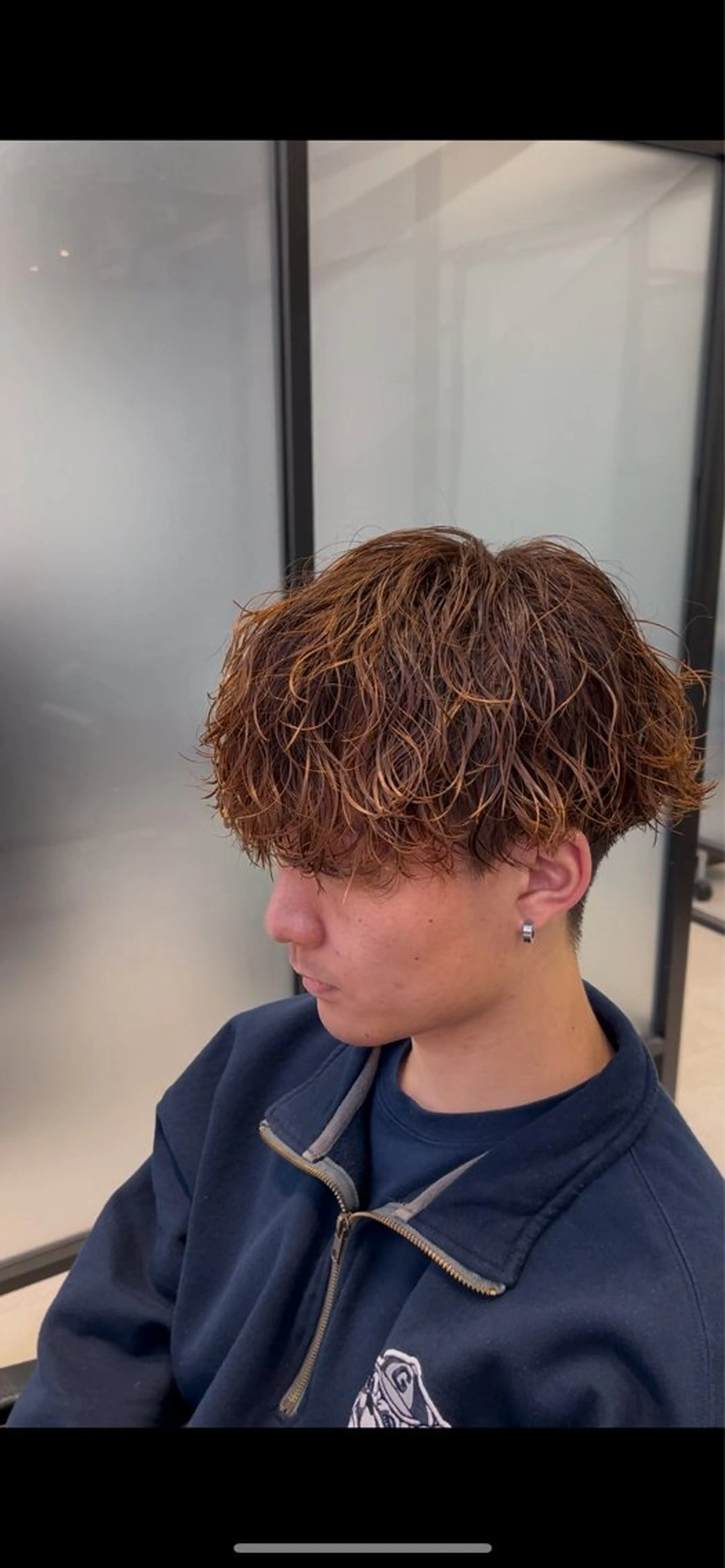 ショート カラー パーマ メンズ メンズパーマ カット ヘアカラー パーマ 心斎橋/メンズパーマ ブリーチ/ハイトーンのヘアスタイル