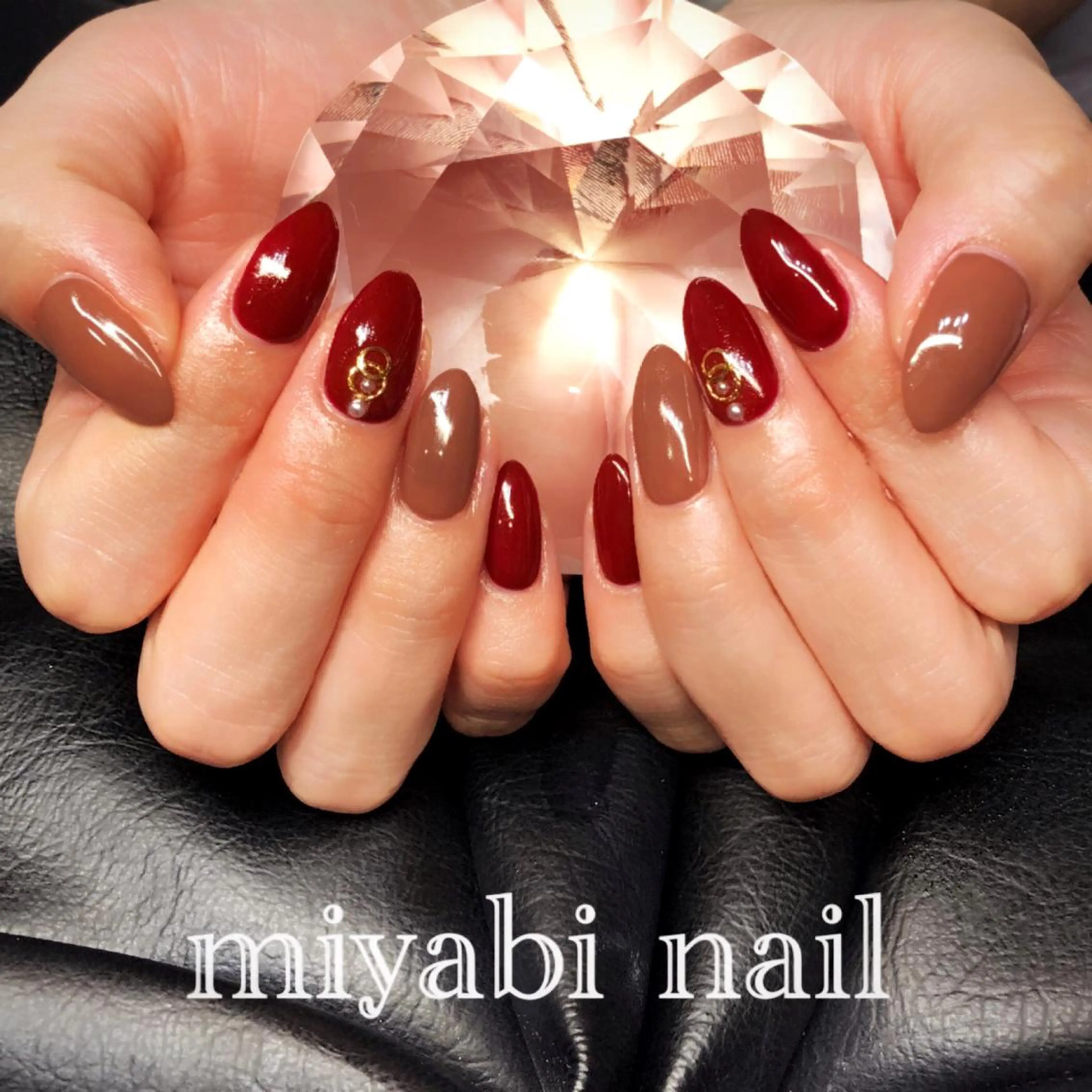 ネイル ボルドー 持ち込み シンプルネイル ハンドネイル miyabi nail 桂川駅近くのネイルデザイン