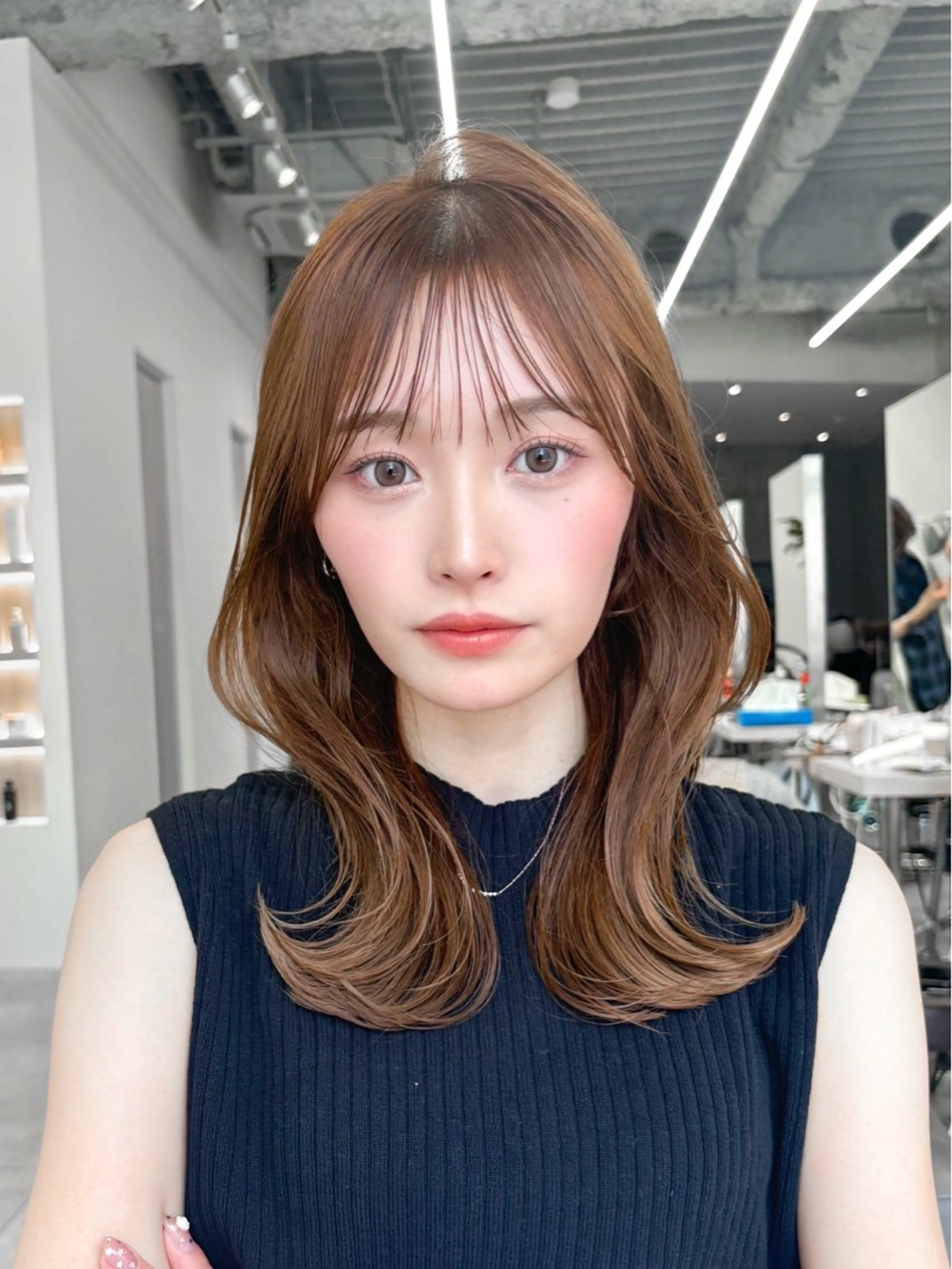 ミディアム カラー カット ヘアカラー ren ボブロブ/ミディアムのヘアスタイル