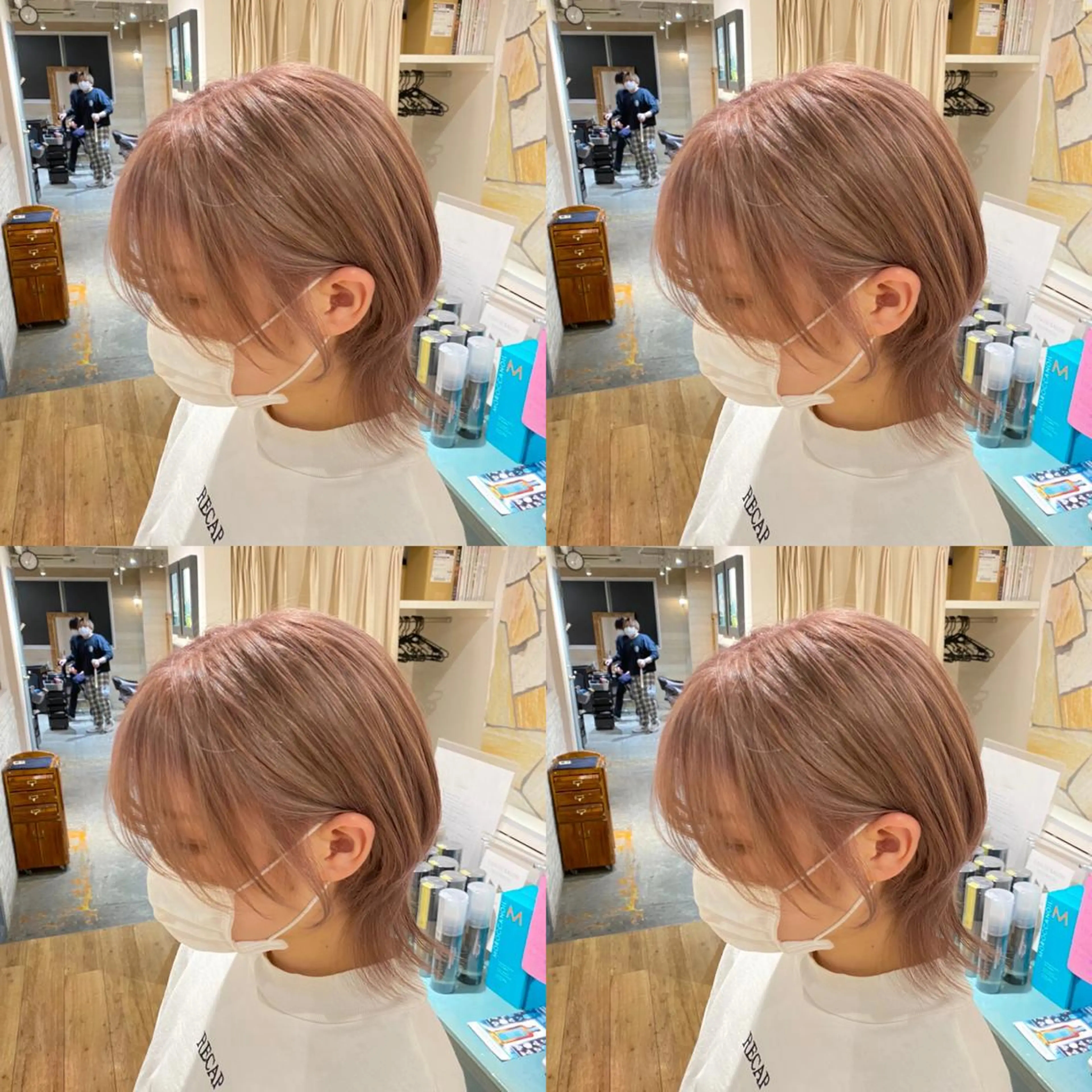 ショート カラー アッシュ ベージュカラー ブリーチ ハイライトカラー ハイトーンカラー カット ヘアカラー トリートメント 当日予約可能です！ 宜しくお願いします！のヘアスタイル