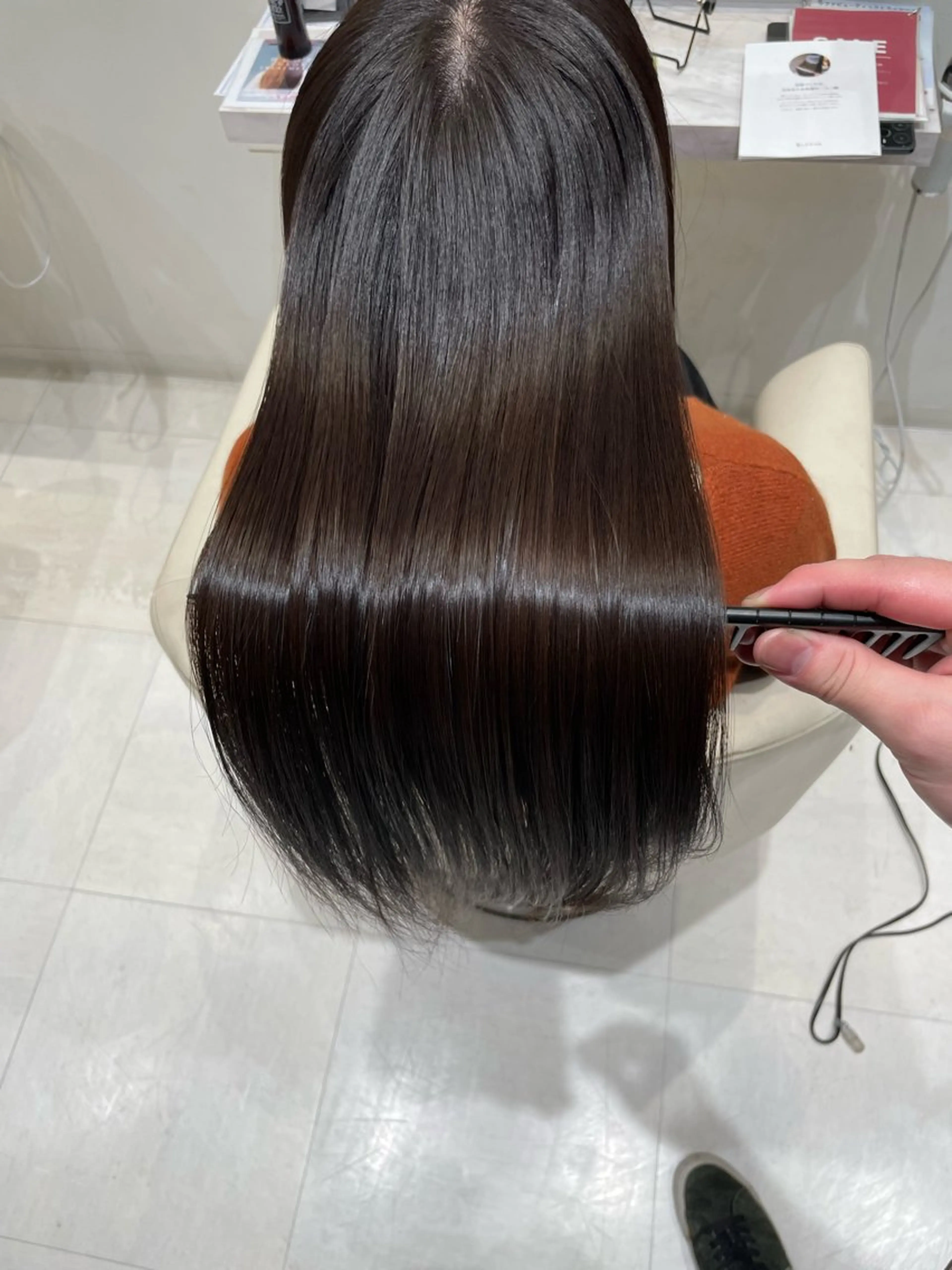 ロング パーマ 縮毛矯正 縮毛矯正 トリートメント k-twoたき✨艶感 カラー/美髪矯正のヘアスタイル