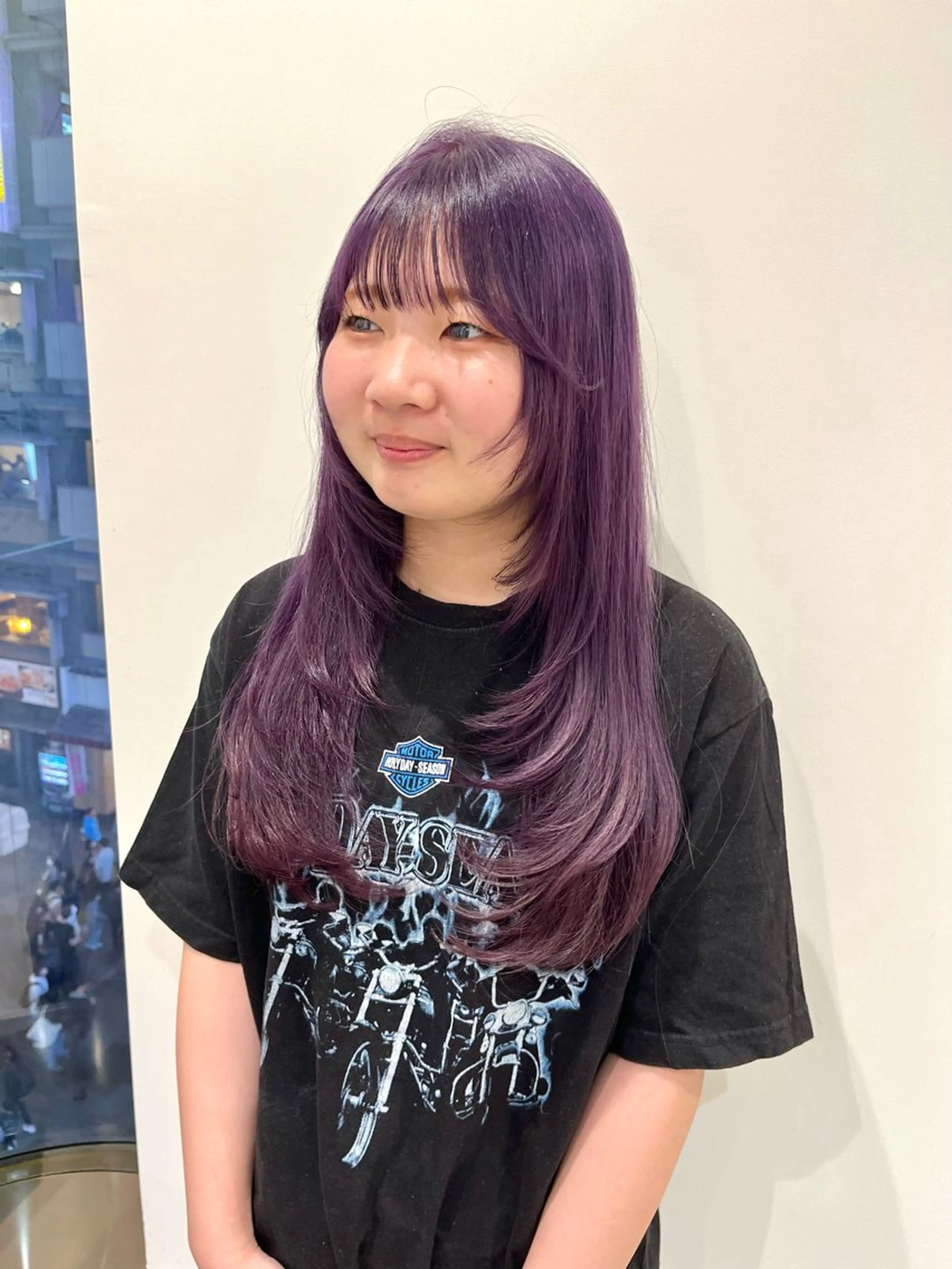 ロング カラー パープルカラー レイヤーカット ヘアカラー レイヤー⭐️カラー ⭐️平川雅史のヘアスタイル