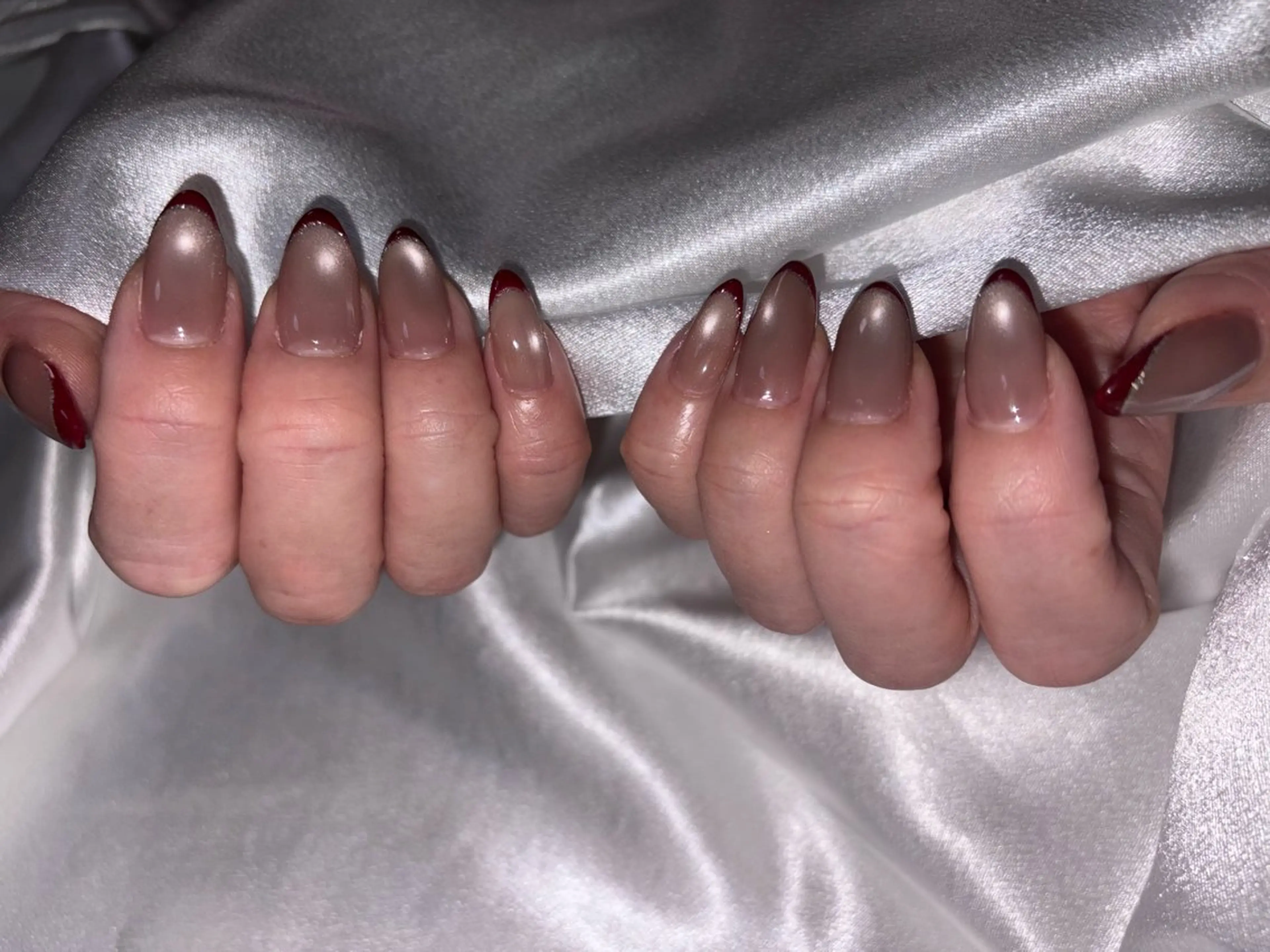 ネイル ボルドー フレンチネイル マグネットネイル マグネットフレンチ KAINO深井本店 北川　貴美のネイルデザイン