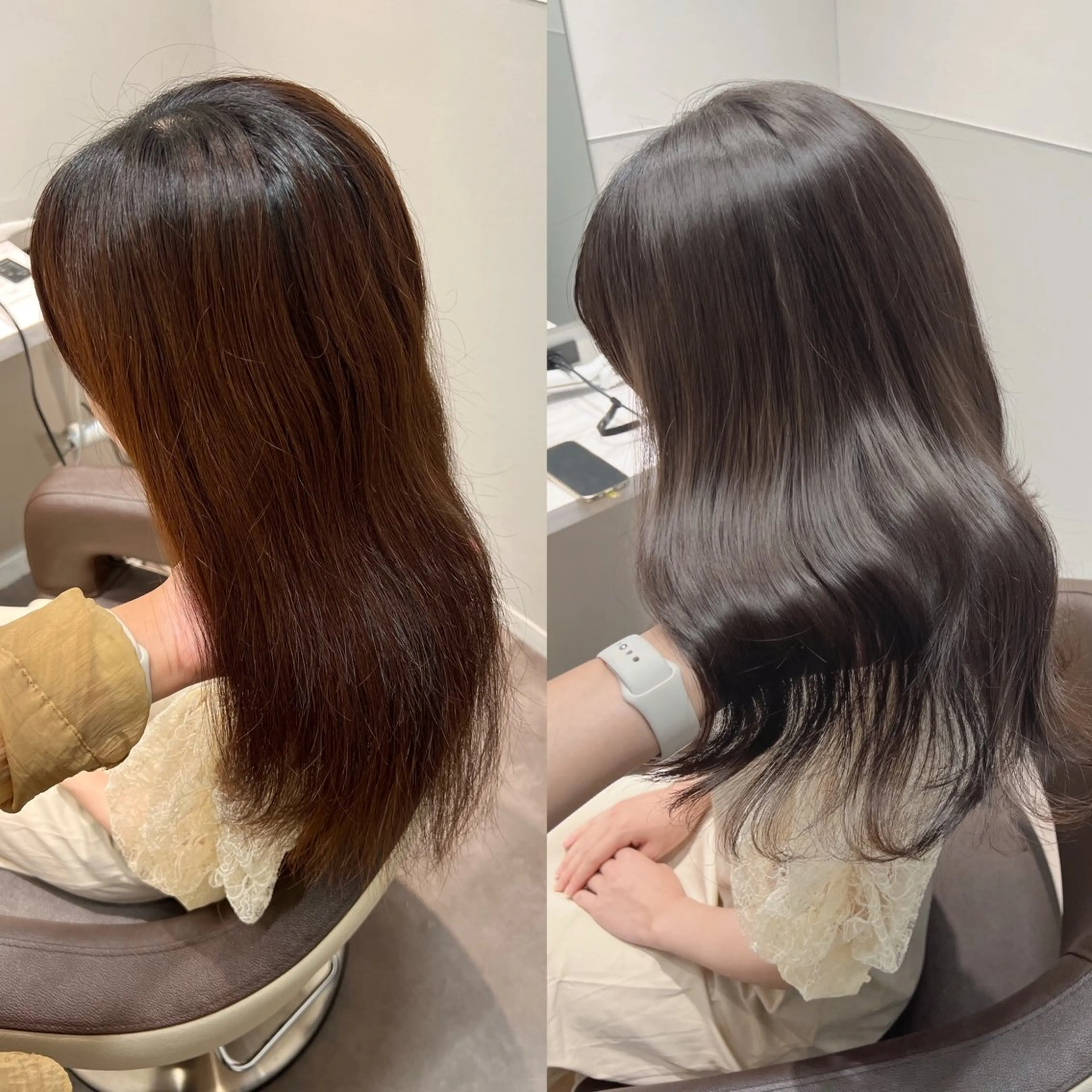 ミディアム 韓国風ヘア カット ヘアカラー トリートメント 韓国モテhair🍑 momoのヘアスタイル