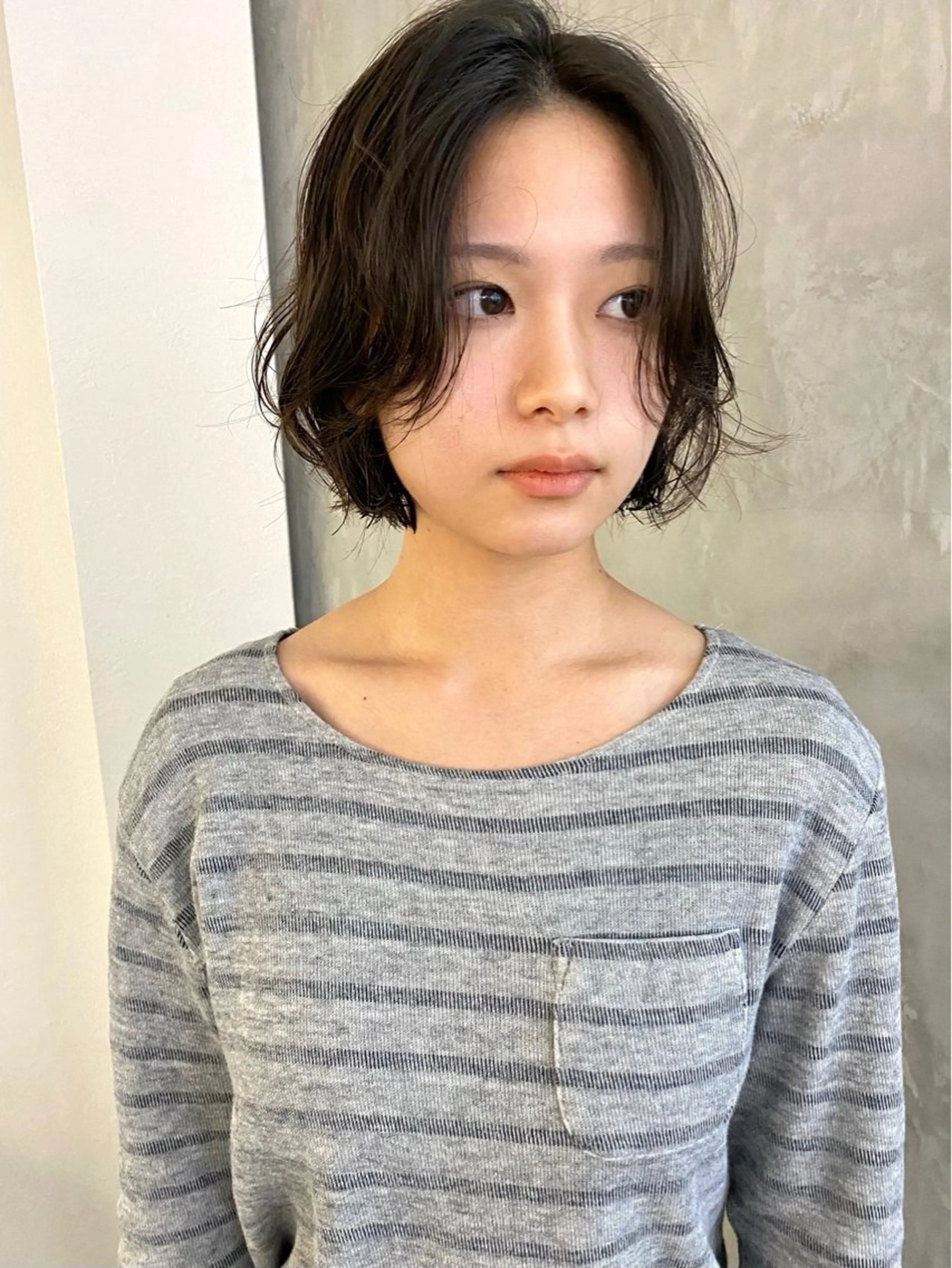ショート パーマ ボブ ニュアンスパーマ カット パーマ トリートメント 森貴裕/ベージュ/ パーマ/オリーブのヘアスタイル
