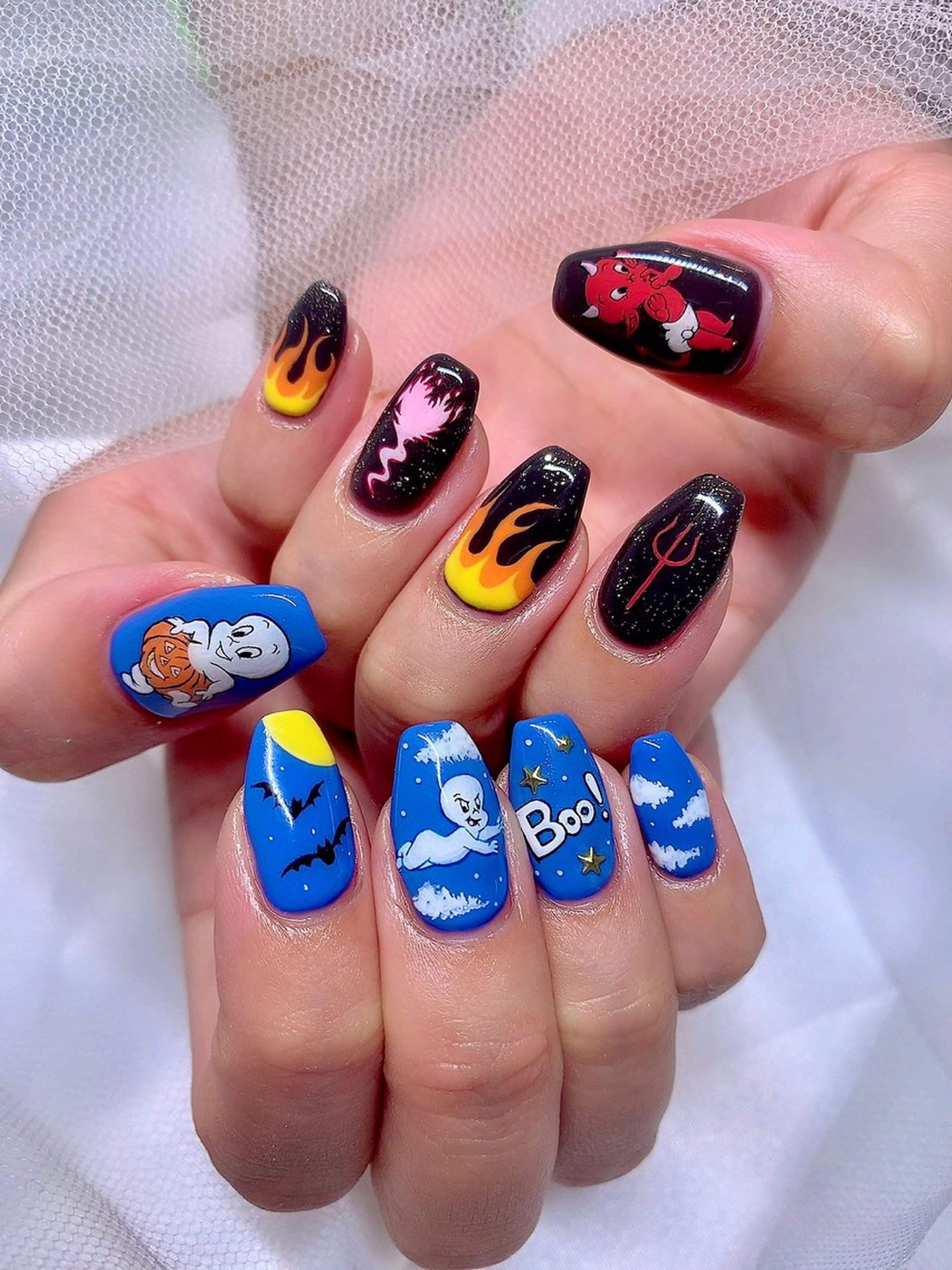 ネイル アートネイル ハロウィン キラキラネイル 韓国ネイル 持ち込み シェアサロンLei.g(レイジー)所属・3Dアートネイル💗 都築レナのネイルデザイン