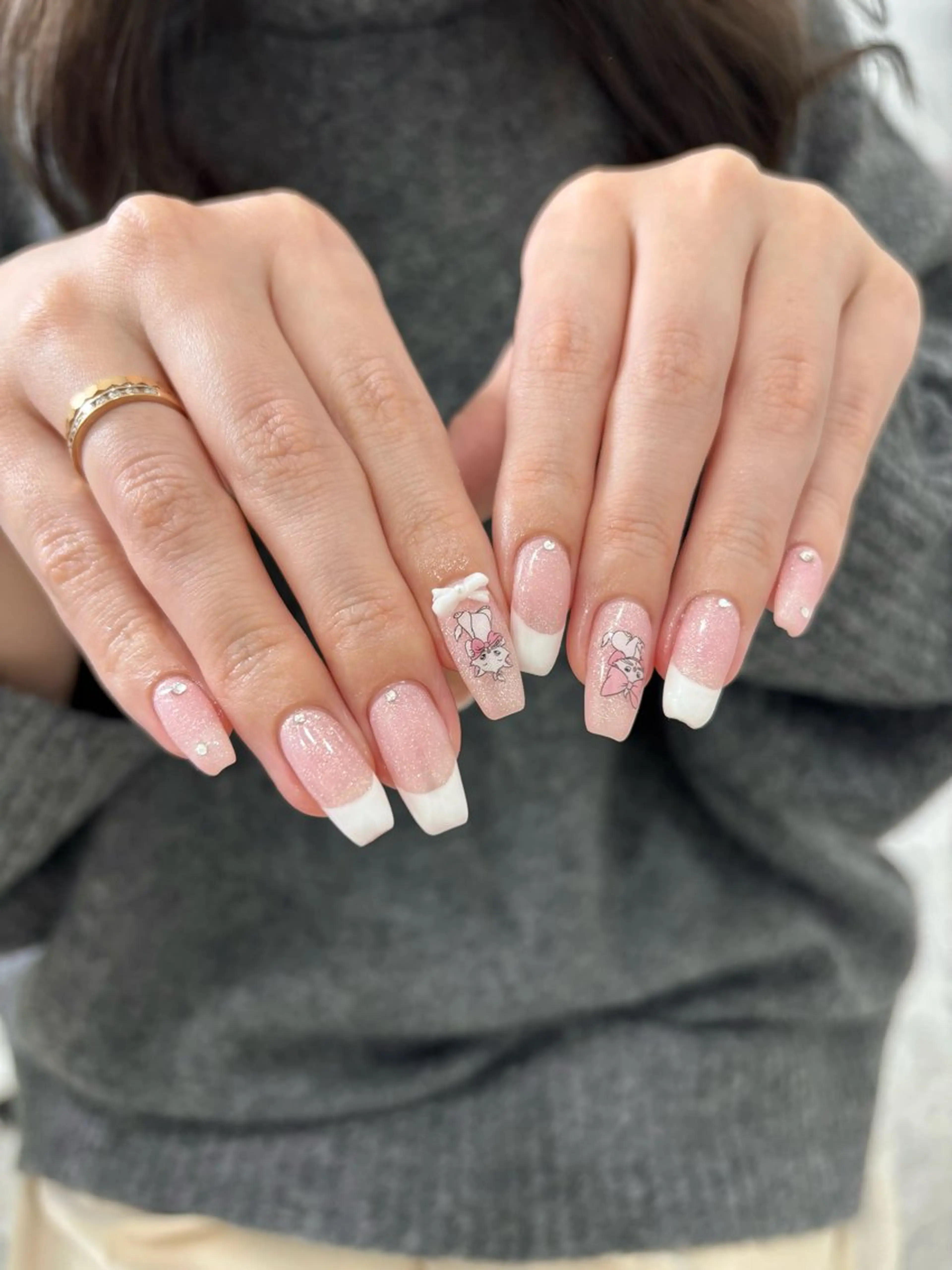 ネイル フレンチネイル ガーリー 持ち込み シンプルネイル ハンドネイル 🩰ミキ/韓国♡ girlyネイル🩰のネイルデザイン