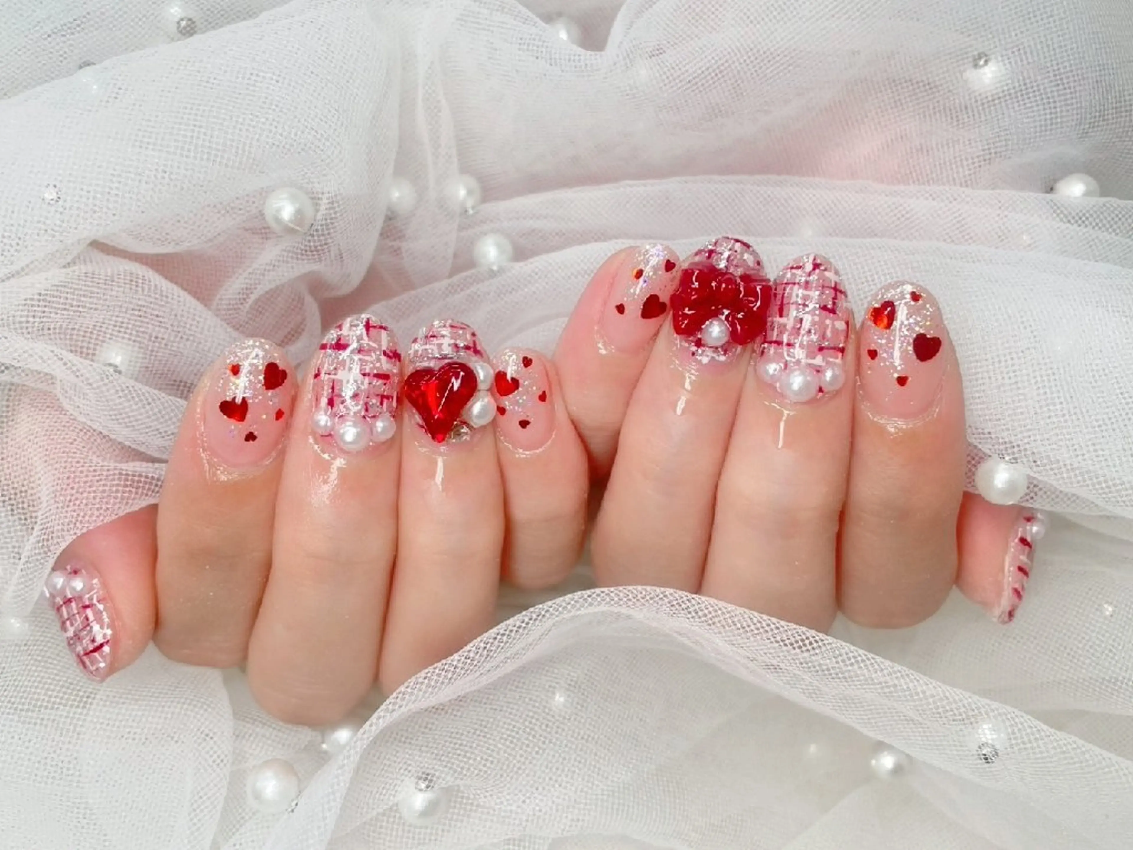 ネイル チークネイル 長さ出し フラッシュネイル フレンチネイル ジェルネイル Chouette Nailのネイルデザイン