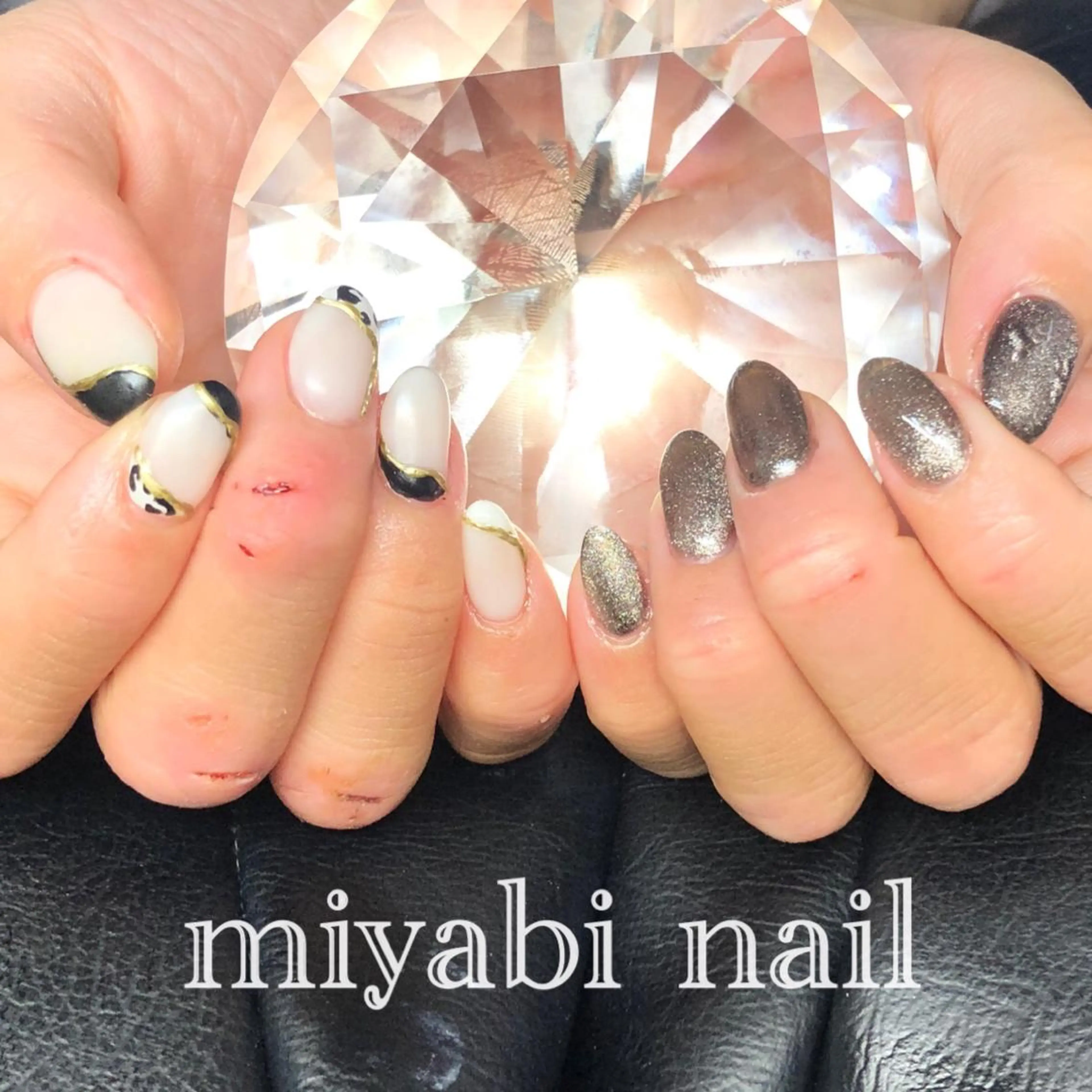 ネイル アニマル柄 アートネイル ジェルネイル マグネットネイル マットネイル ハンドネイル miyabi nail 桂川駅近くのネイルデザイン