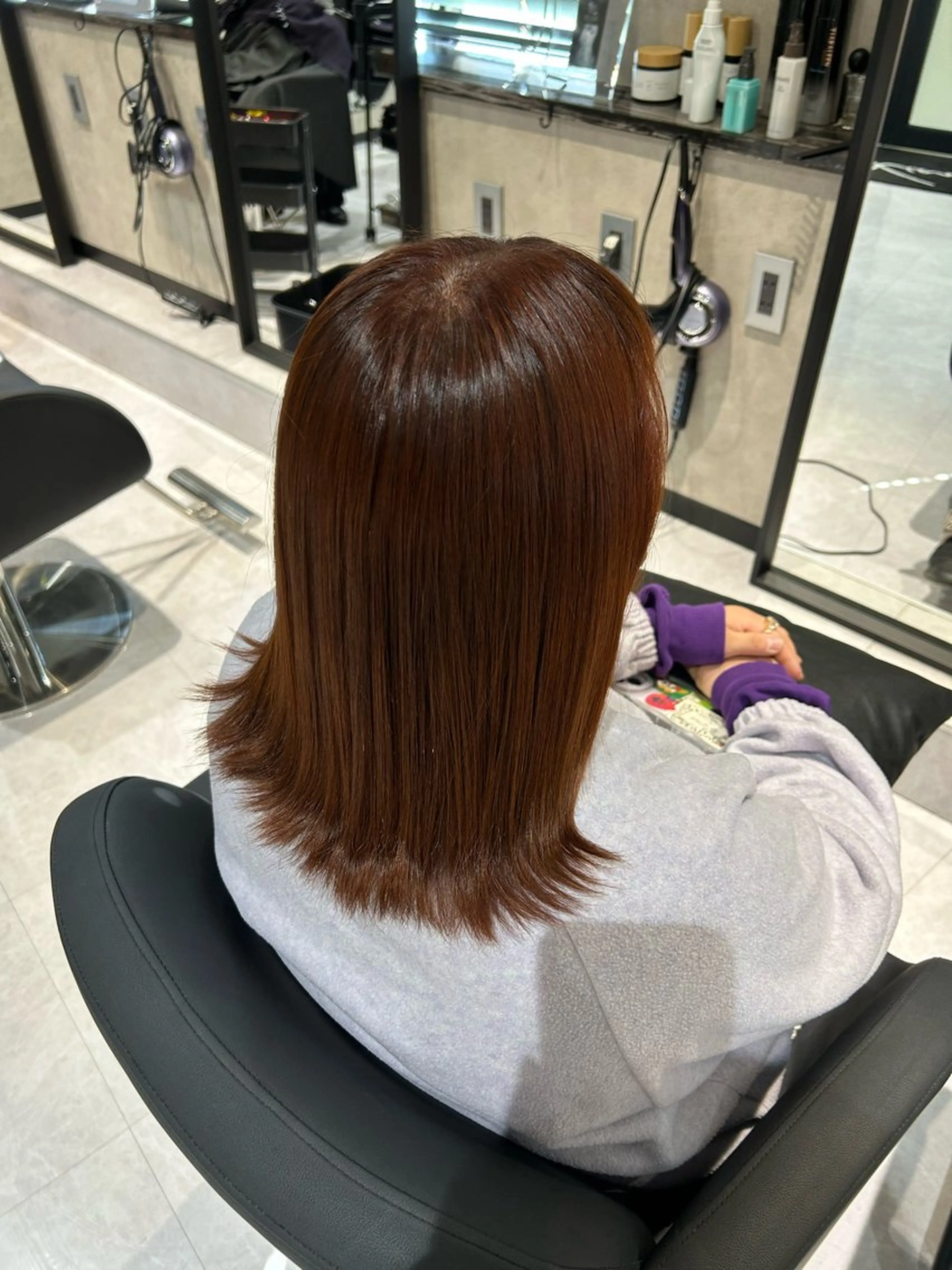 ミディアム カラー オレンジ ヘアカラー トリートメント 《.Xian》ホソミ /ヘッドスパ/艶髪のヘアスタイル
