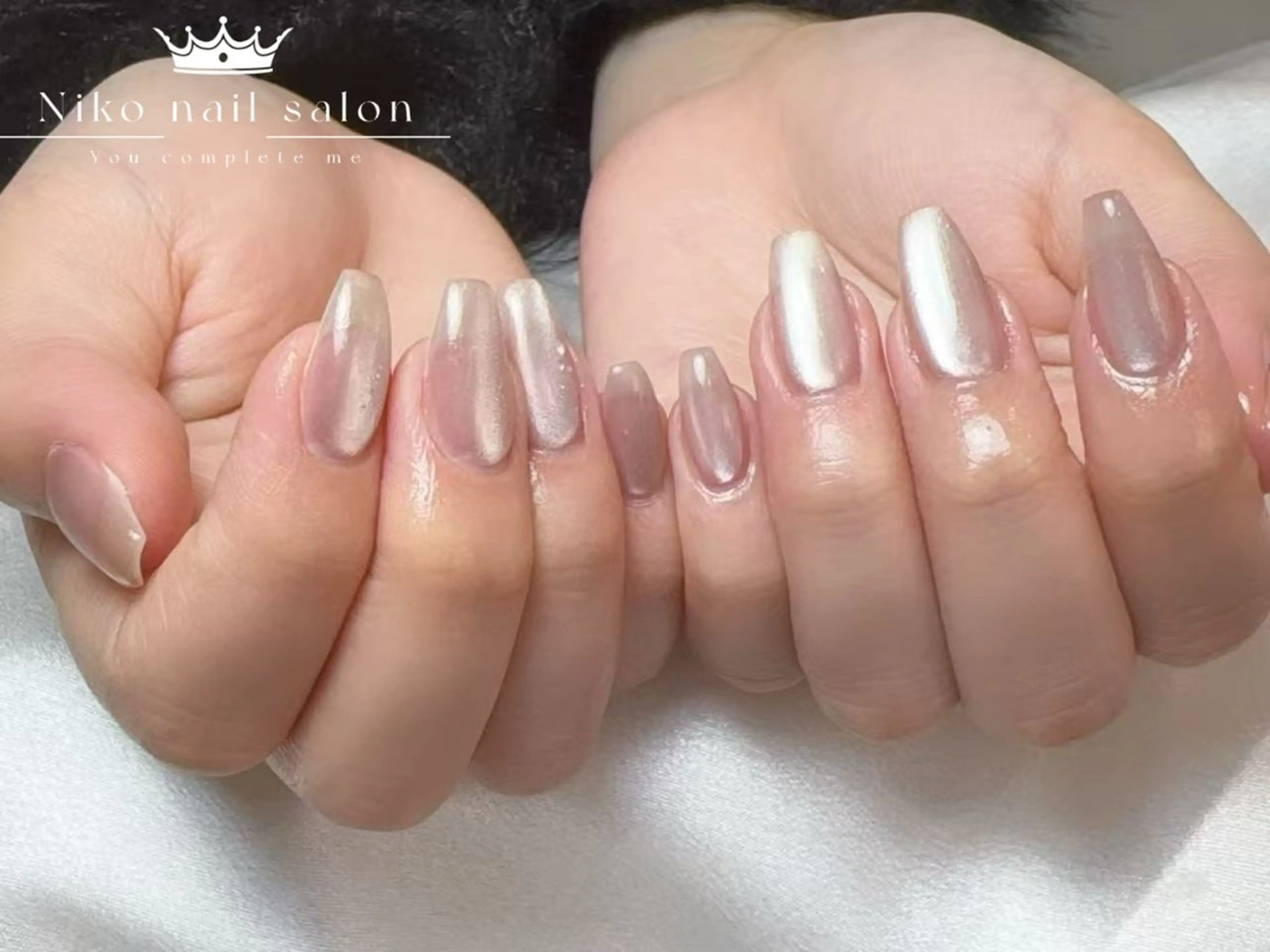 ネイル チークネイル フットネイル フレンチネイル ジェルネイル ガラスフレンチ 柚子 Nikoのネイルデザイン