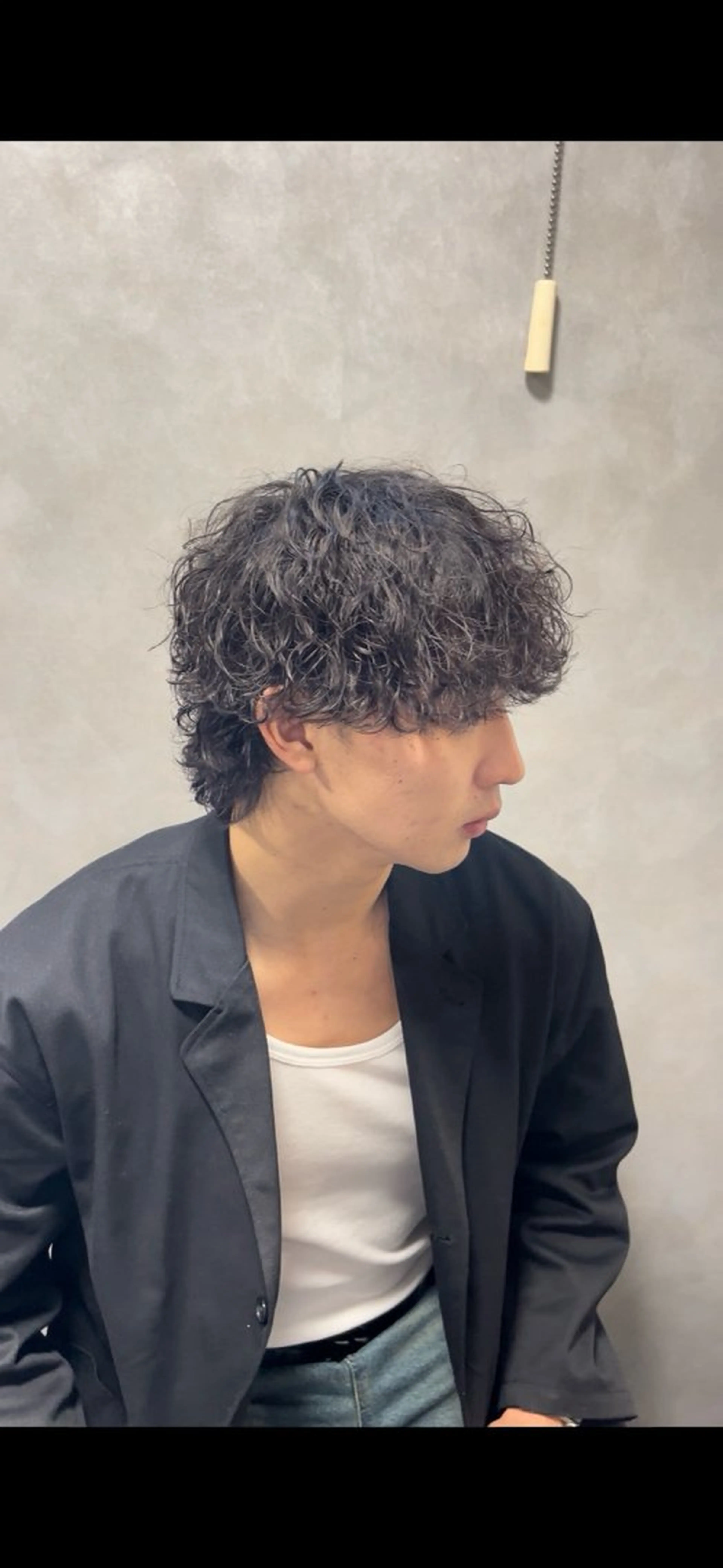 パーマ メンズ 波巻きパーマ メンズウルフカット ウルフカット 吉田 タカスケのヘアスタイル