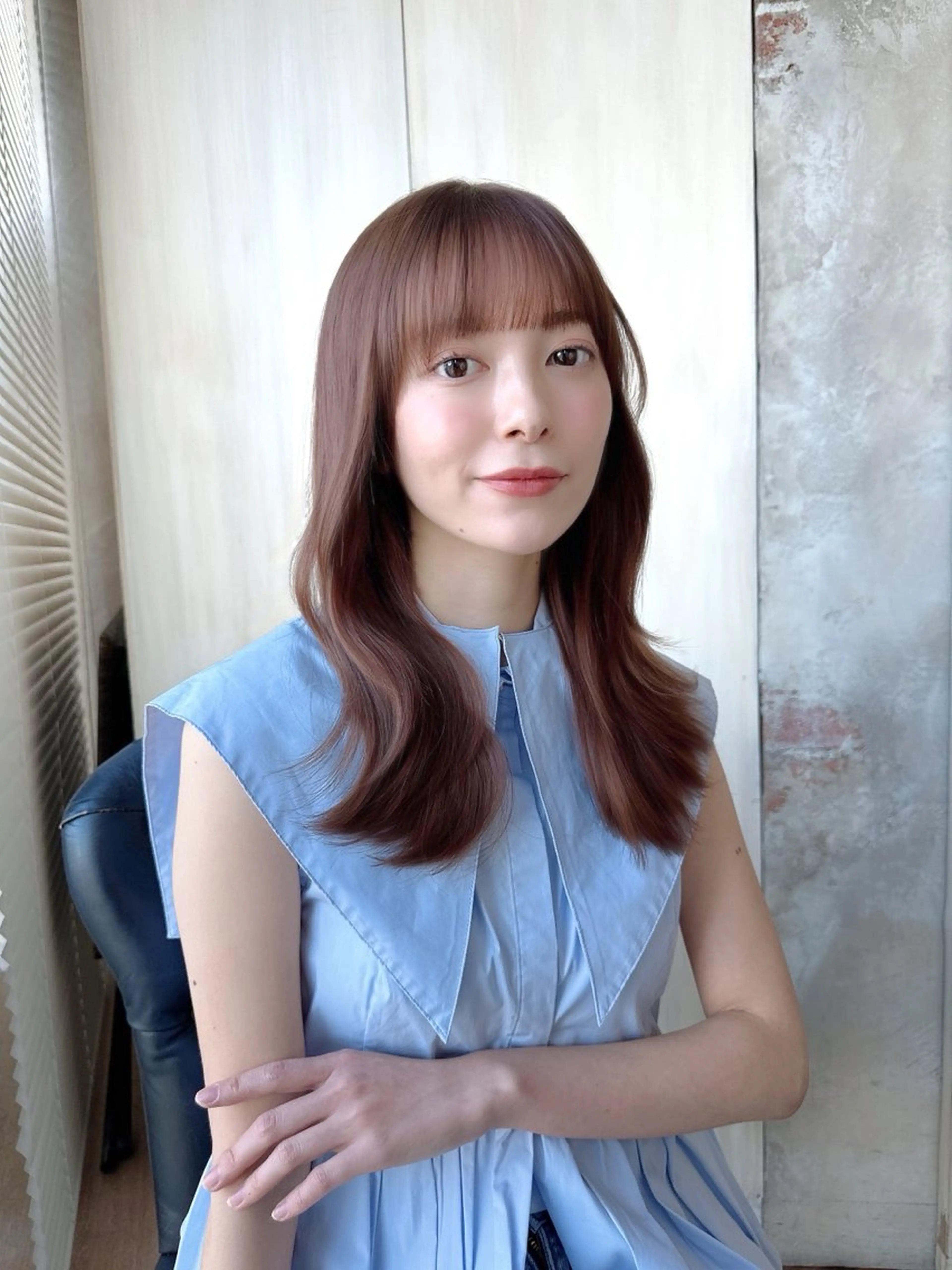セミロング カラー 透明感カラー 小顔カット トリートメント カット ヘアカラー トリートメント ヘッドスパ 石戸谷　海斗/韓国 レイヤー/艶カラーのヘアスタイル