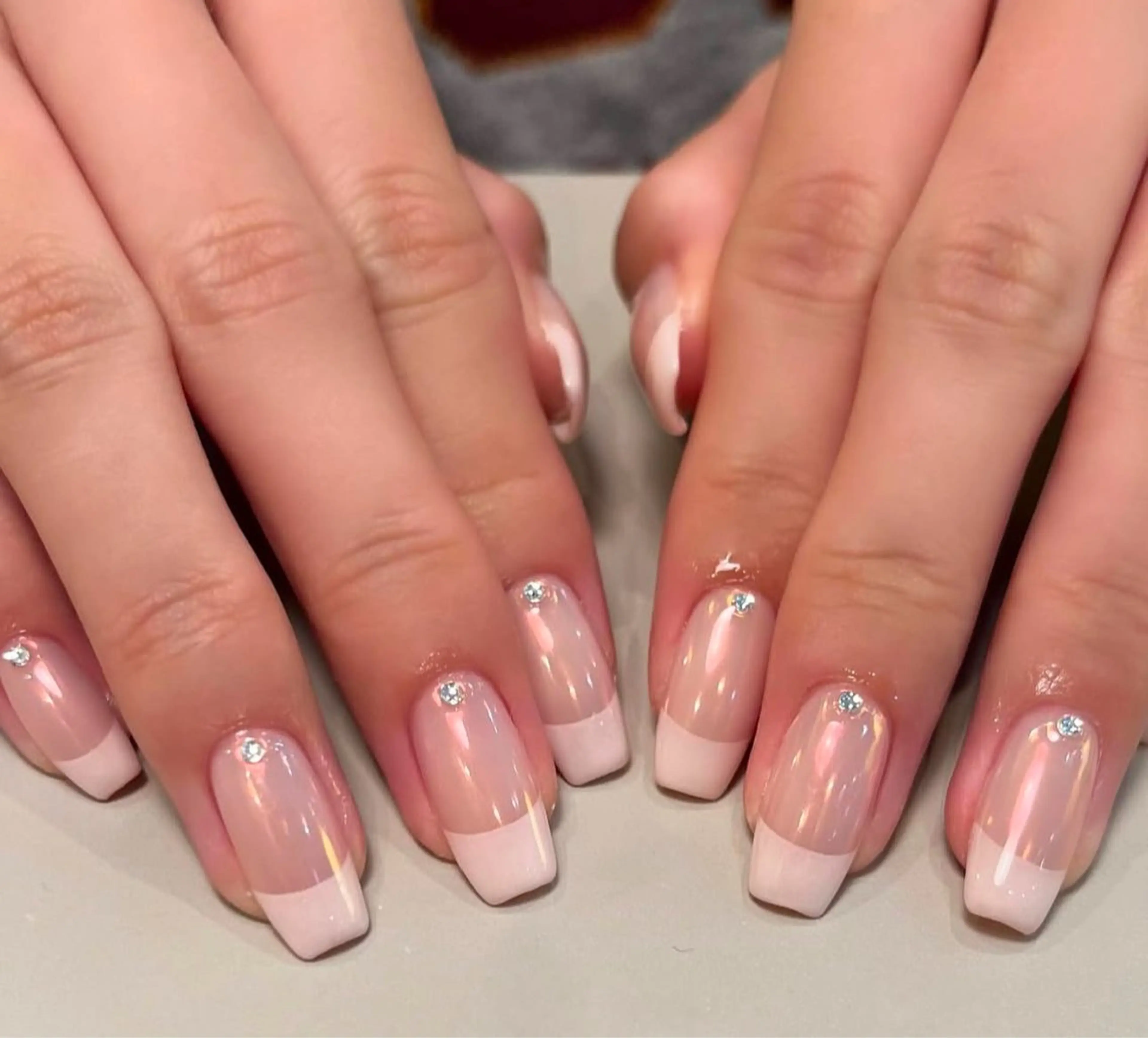 ネイル アートネイル オーロラネイル チークネイル フレンチネイル ガラスフレンチ ハンドネイル 🎀🎀YooLi Nail Salonのネイルデザイン