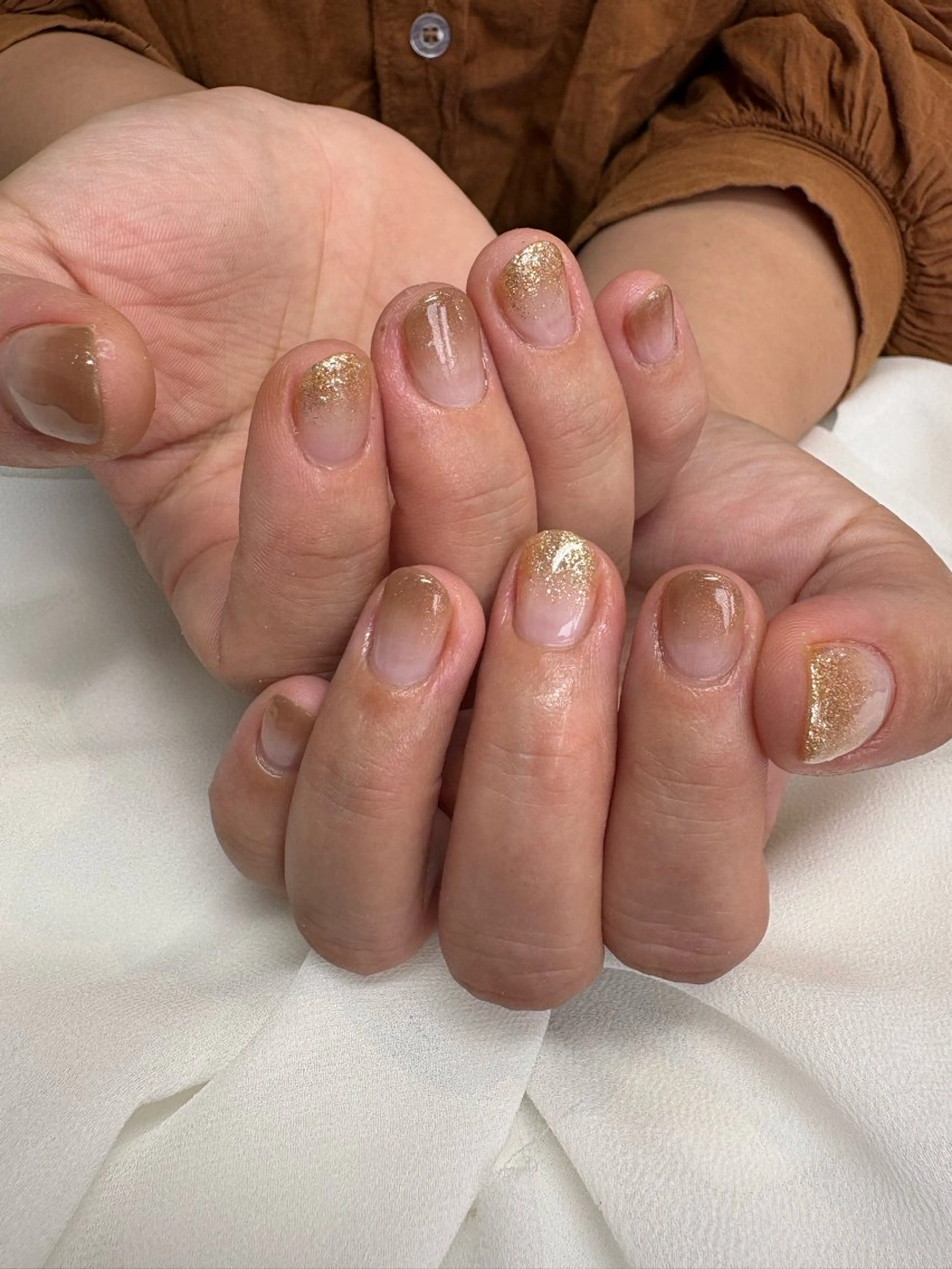 ネイル ブラウン グラデーション ラメ(グリッター) ハンドネイル marl -Msisnailsalon-甲子園店【マール】所属・marl あやかのネイルデザイン