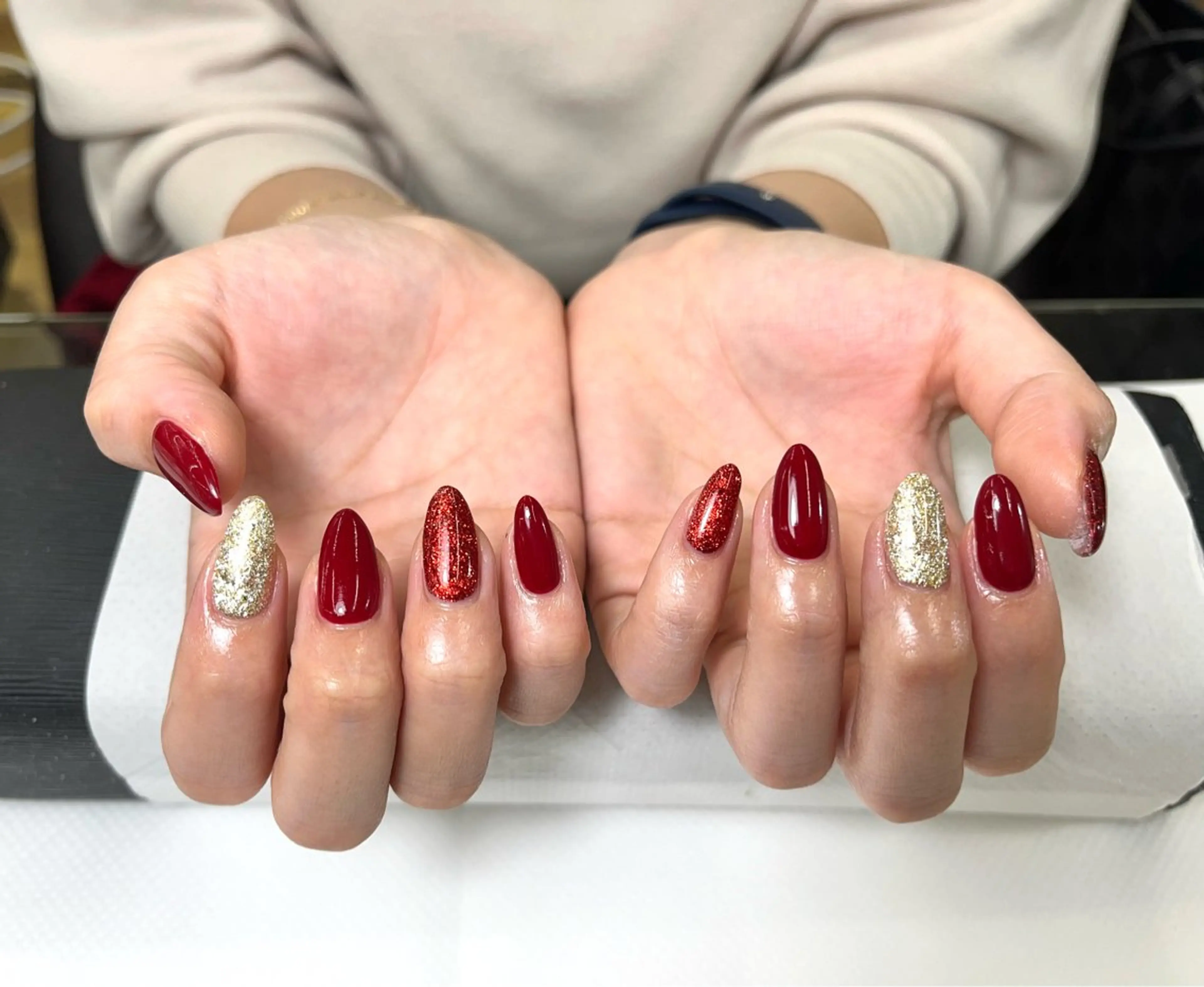 ネイル ワンカラーネイル 冬ネイル クリスマス KIKAWA MAI♡のネイルデザイン