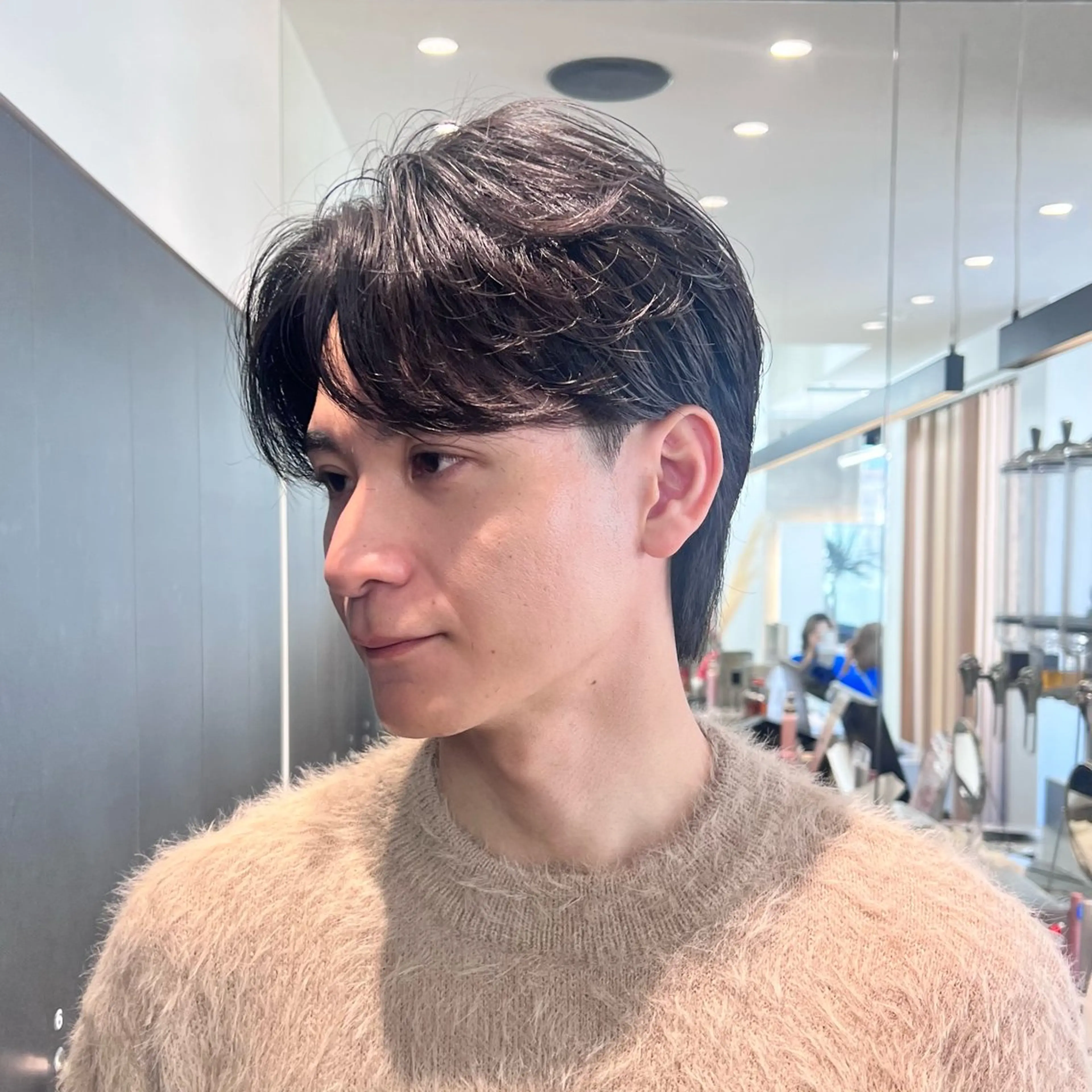 パーマ メンズ センターパート ダウンパーマ フェザーパーマ メンズ韓国風 メンズパーマ カット パーマ トリートメント メンズ/韓国レイヤー /縮毛矯正/📍爽太のヘアスタイル