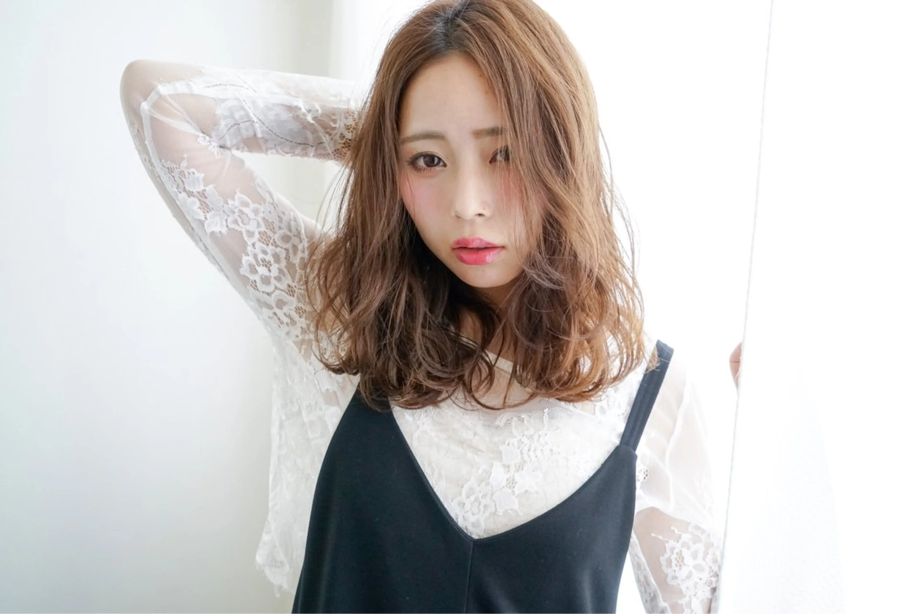 ロング カラー パーマ 訪問美容ウィッグ のお店　つむぎのヘアスタイル