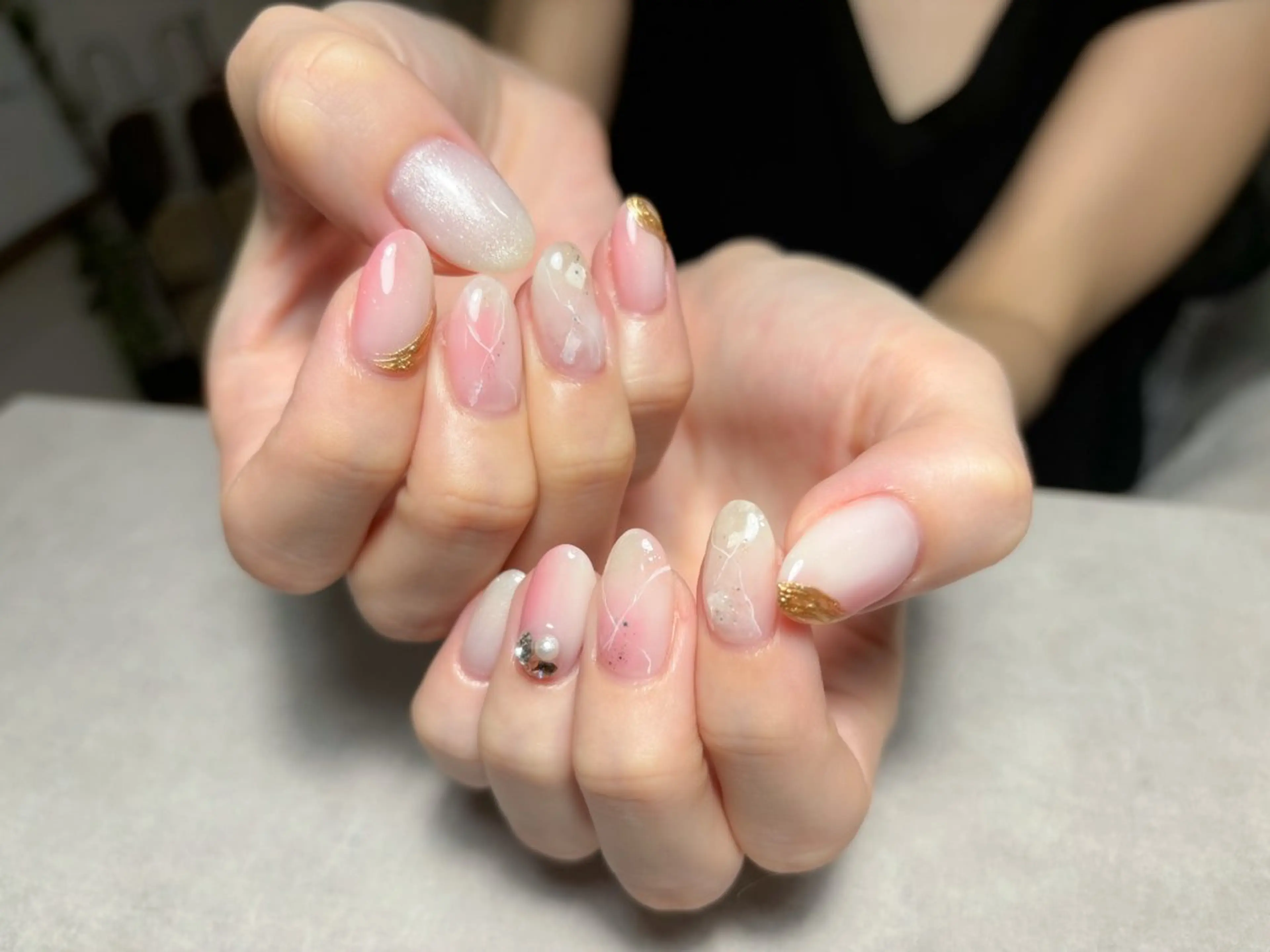 ネイル アートネイル 持ち込み ピンク ハンドネイル BEAUTY SALON yc.hacci所属・SALON yc.hacciのマツエク・マツパデザイン