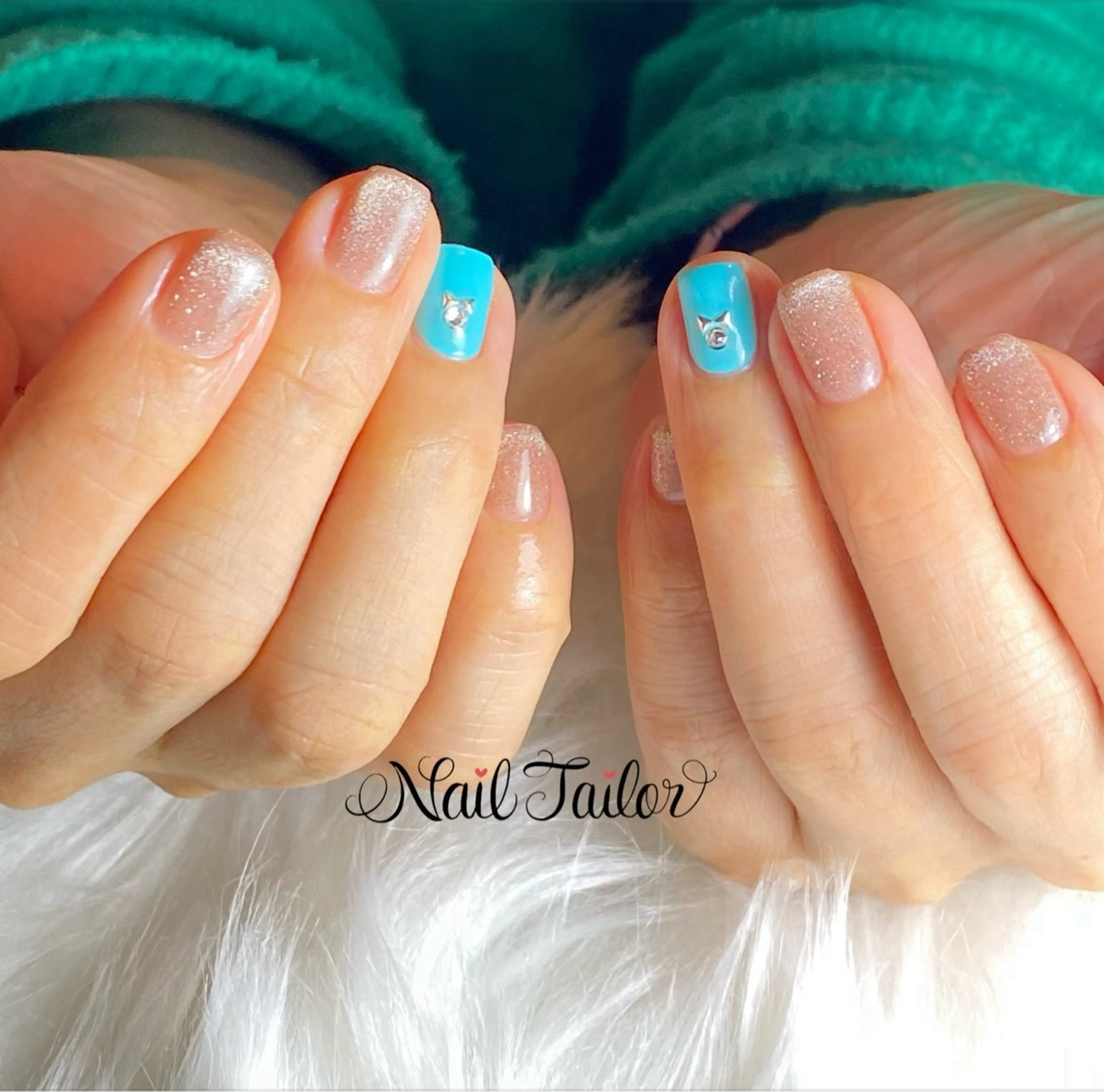 ネイル ブルー マグネットネイル ショートネイル スクエアネイル ハンドネイル 〜Nail Tailor〜 ネイルテイラー所属・NailTailor ネイルテイラーのネイルデザイン