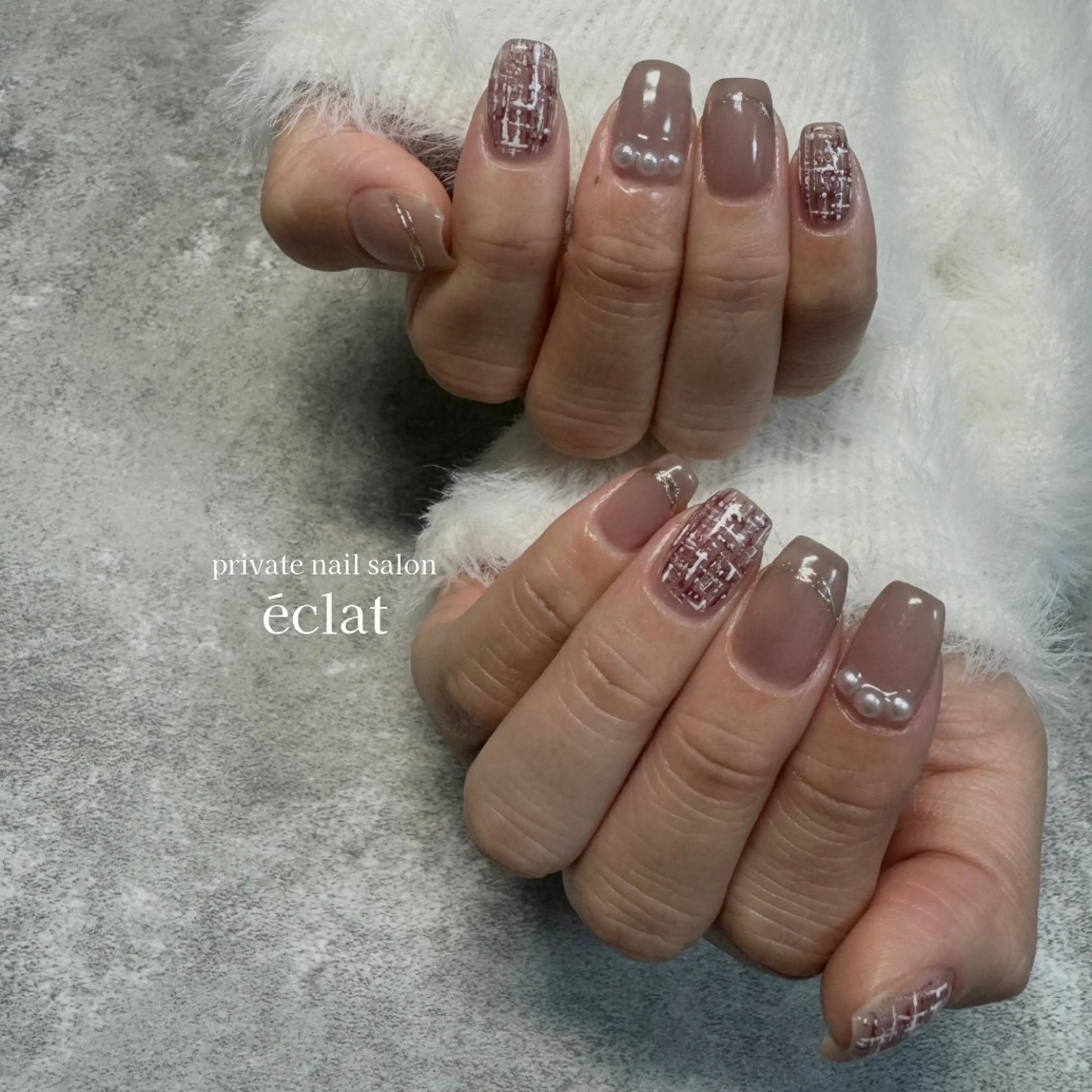 ネイル アートネイル ツイードネイル nailsalon éclatのネイルデザイン