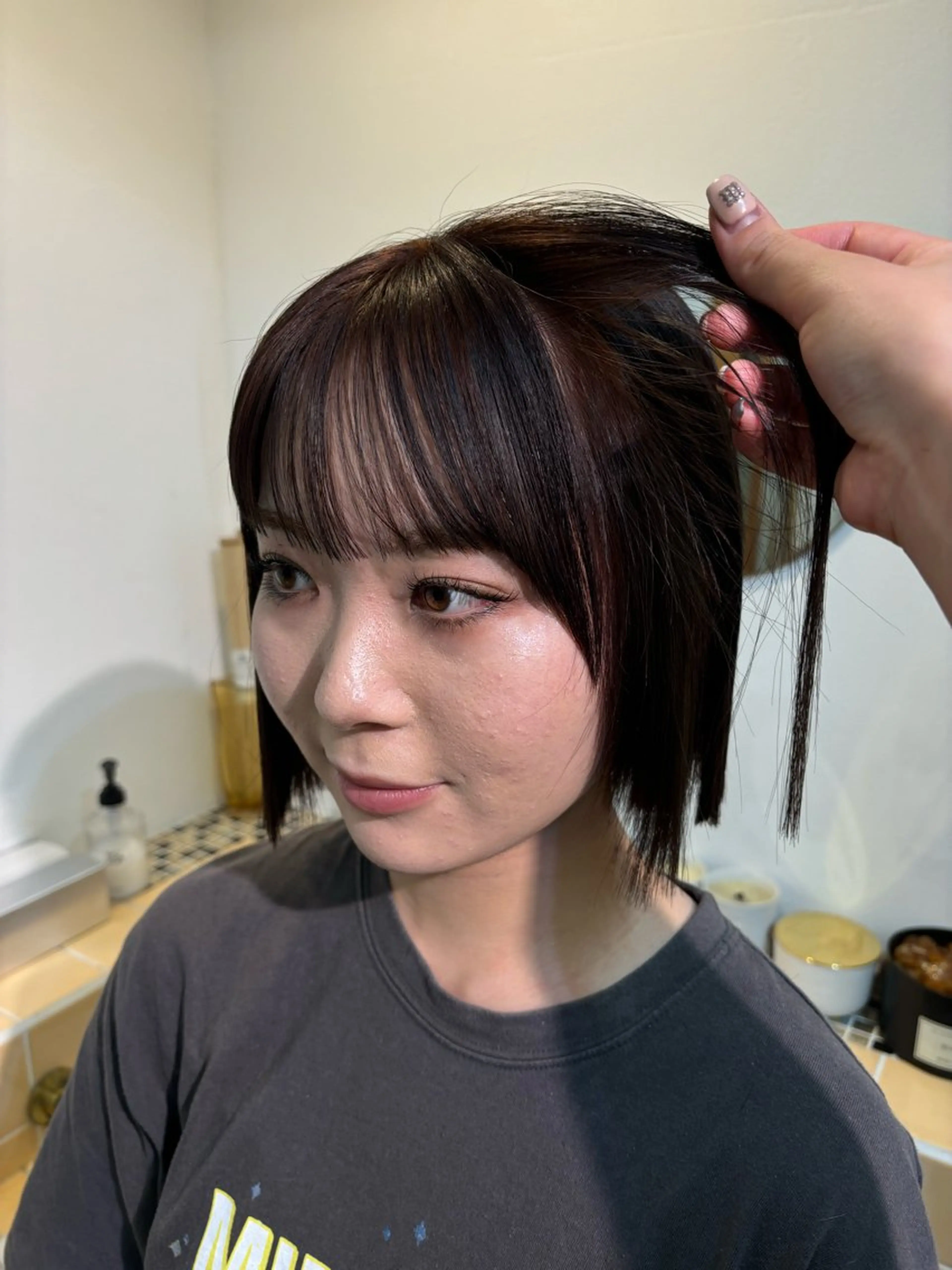 ミディアム カラー カット ヘアカラー トリートメント sakura🌸 レイヤー/nelkeのヘアスタイル
