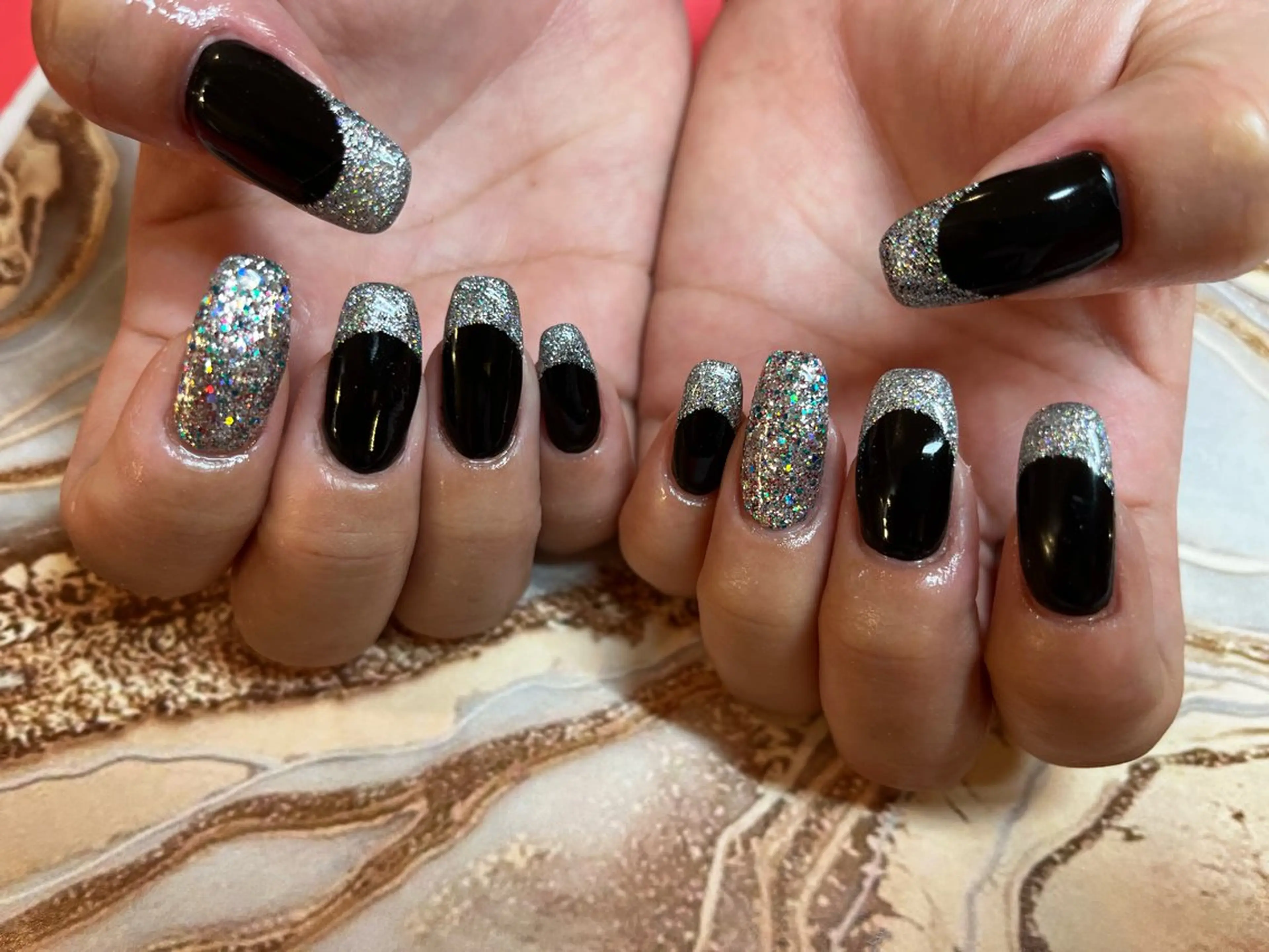 ネイル オーロラネイル フレンチネイル ラメ(グリッター) 持ち込み ワンカラーネイル ハンドネイル N's Nailのネイルデザイン