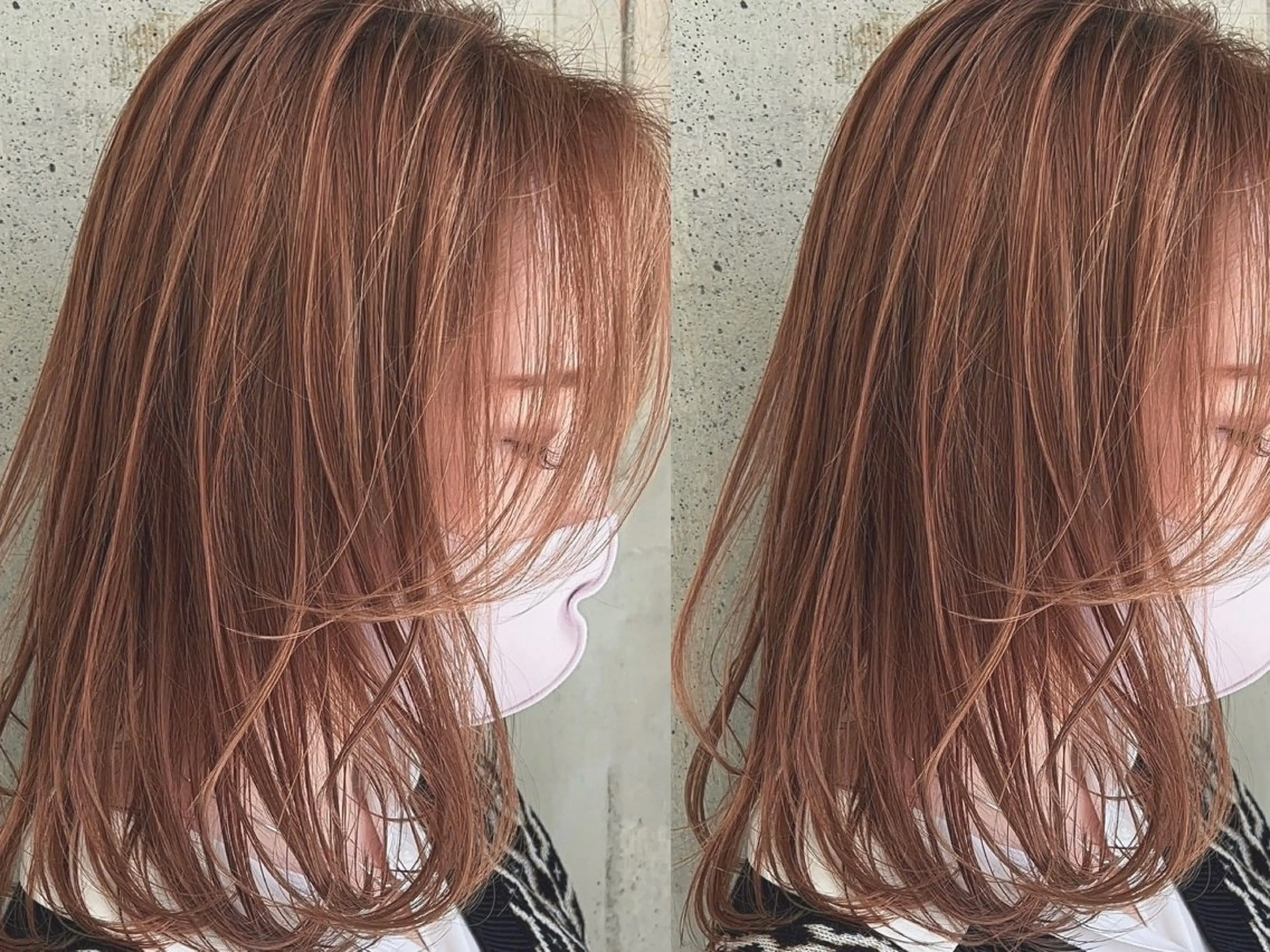 ミディアム カット ヘアカラー トリートメント ブリーチなしダブル カラー縮毛矯正　下野のヘアスタイル