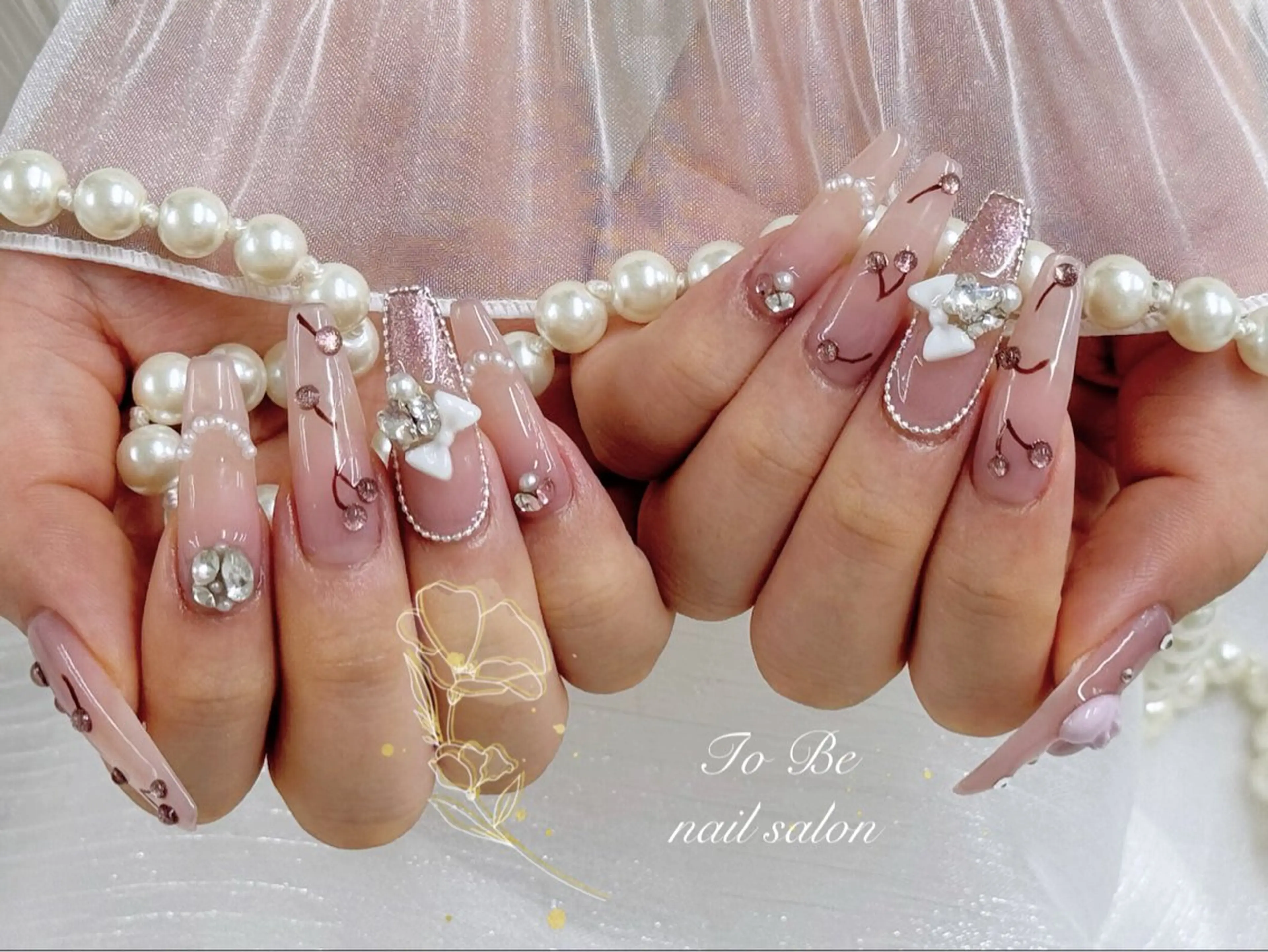 ロング ハンドネイル Nail Salon To Be珈月のネイルデザイン